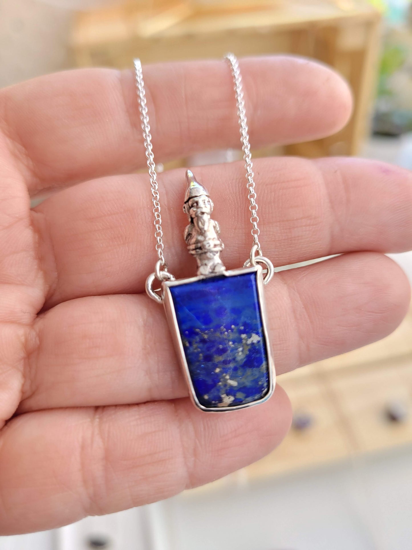 Gnome and Lapis Lazuli Pendant