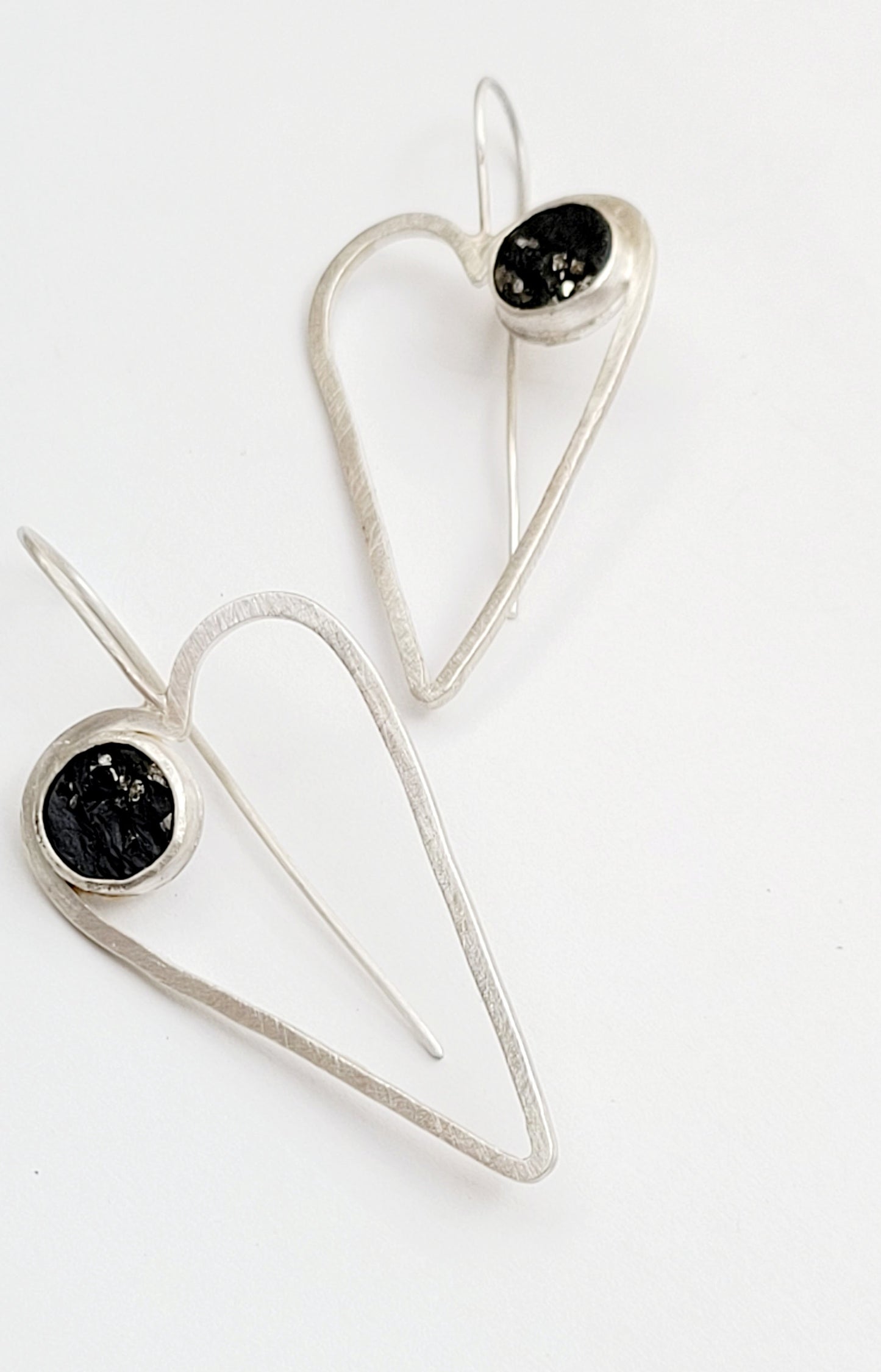 Sterling Silver Earrings with raw Pyrite on Slate