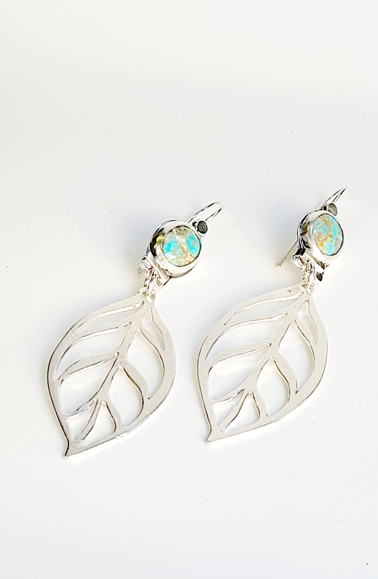 Sterling silver and turquoise hoops