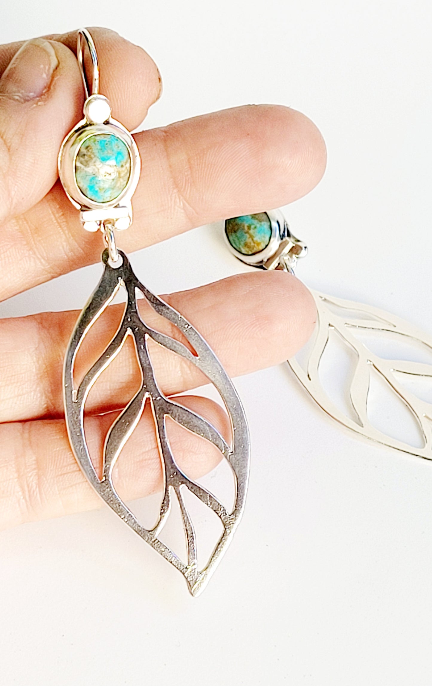 Sterling silver and turquoise hoops
