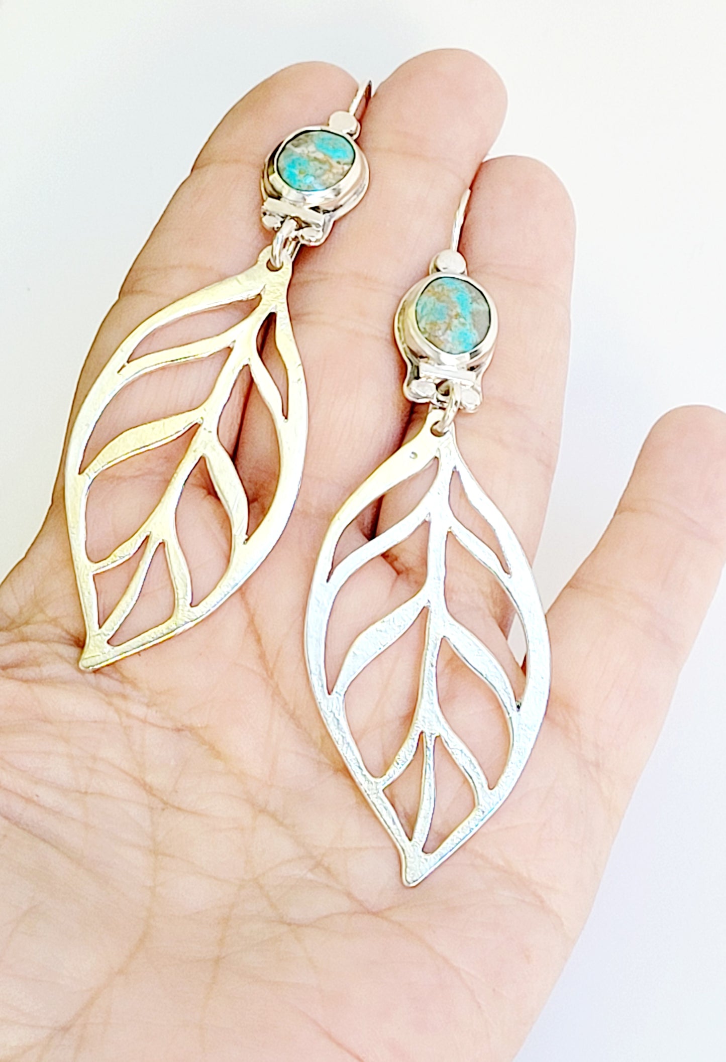 Sterling silver and turquoise hoops