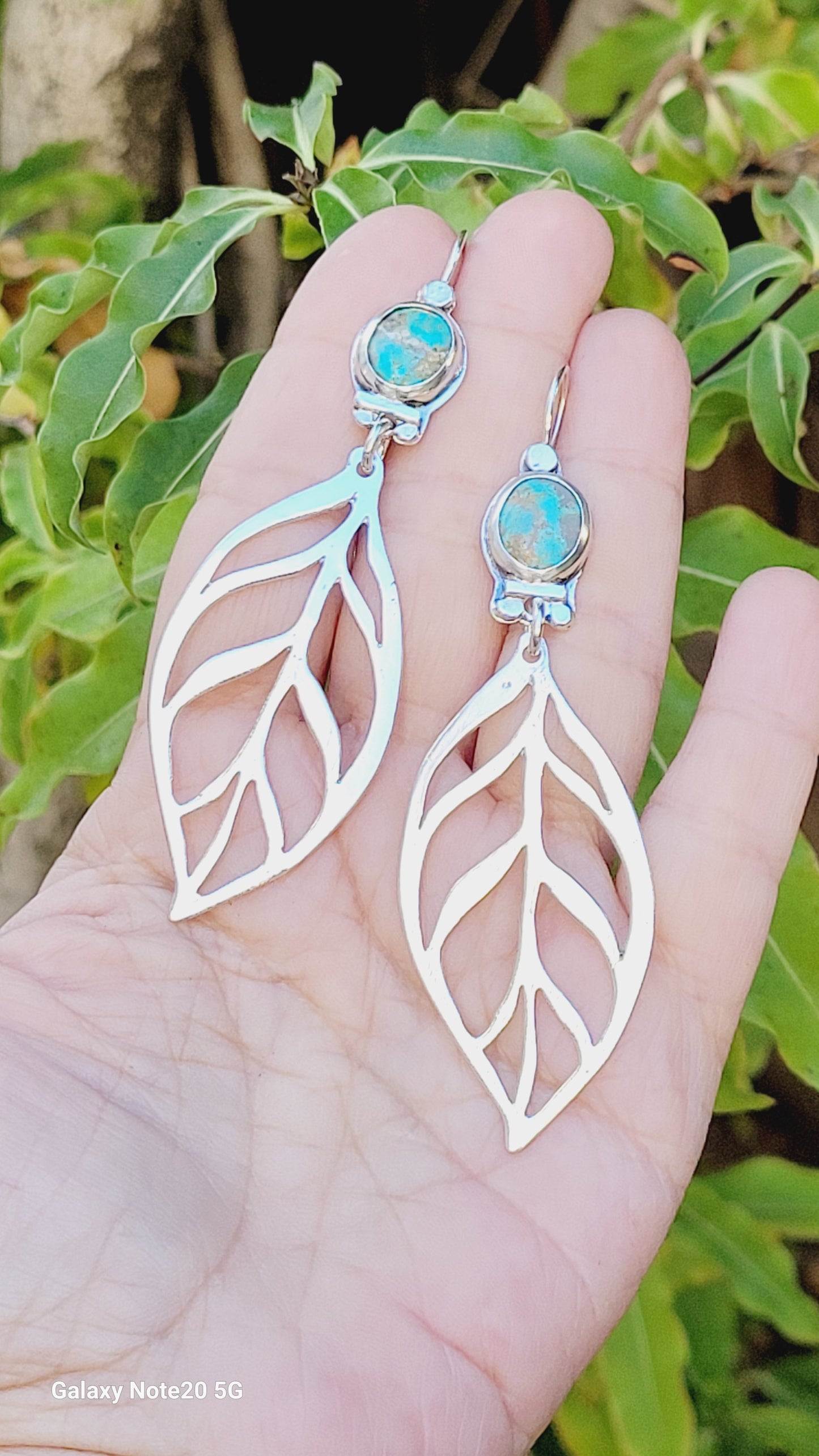 Sterling silver and turquoise hoops