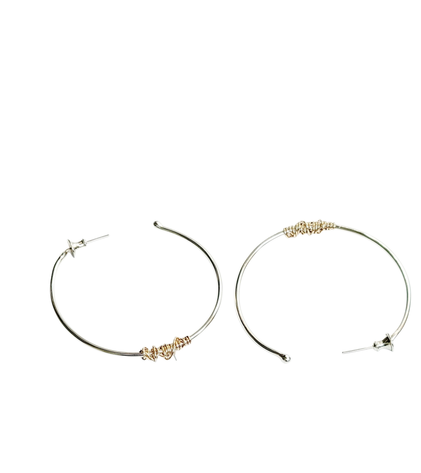 Sterling Silver and 14K Gold Hoop Earrings