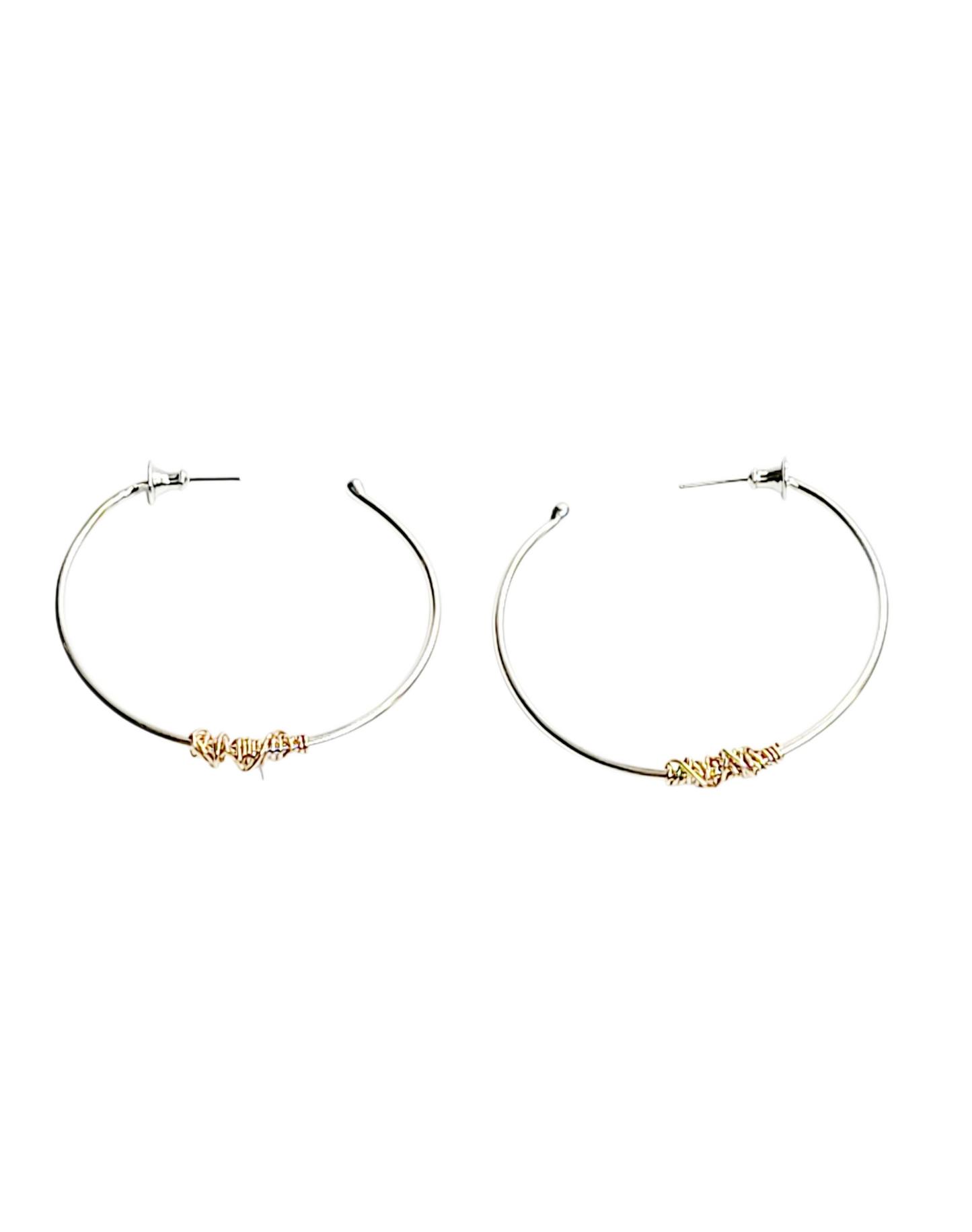 Sterling Silver and 14K Gold Hoop Earrings
