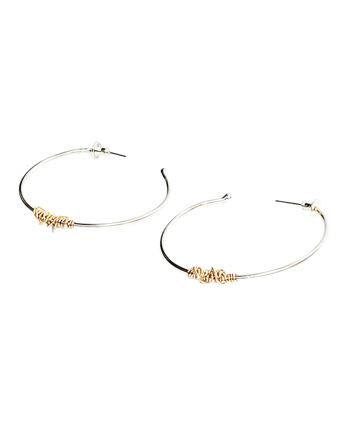 Sterling Silver and 14K Gold Hoop Earrings