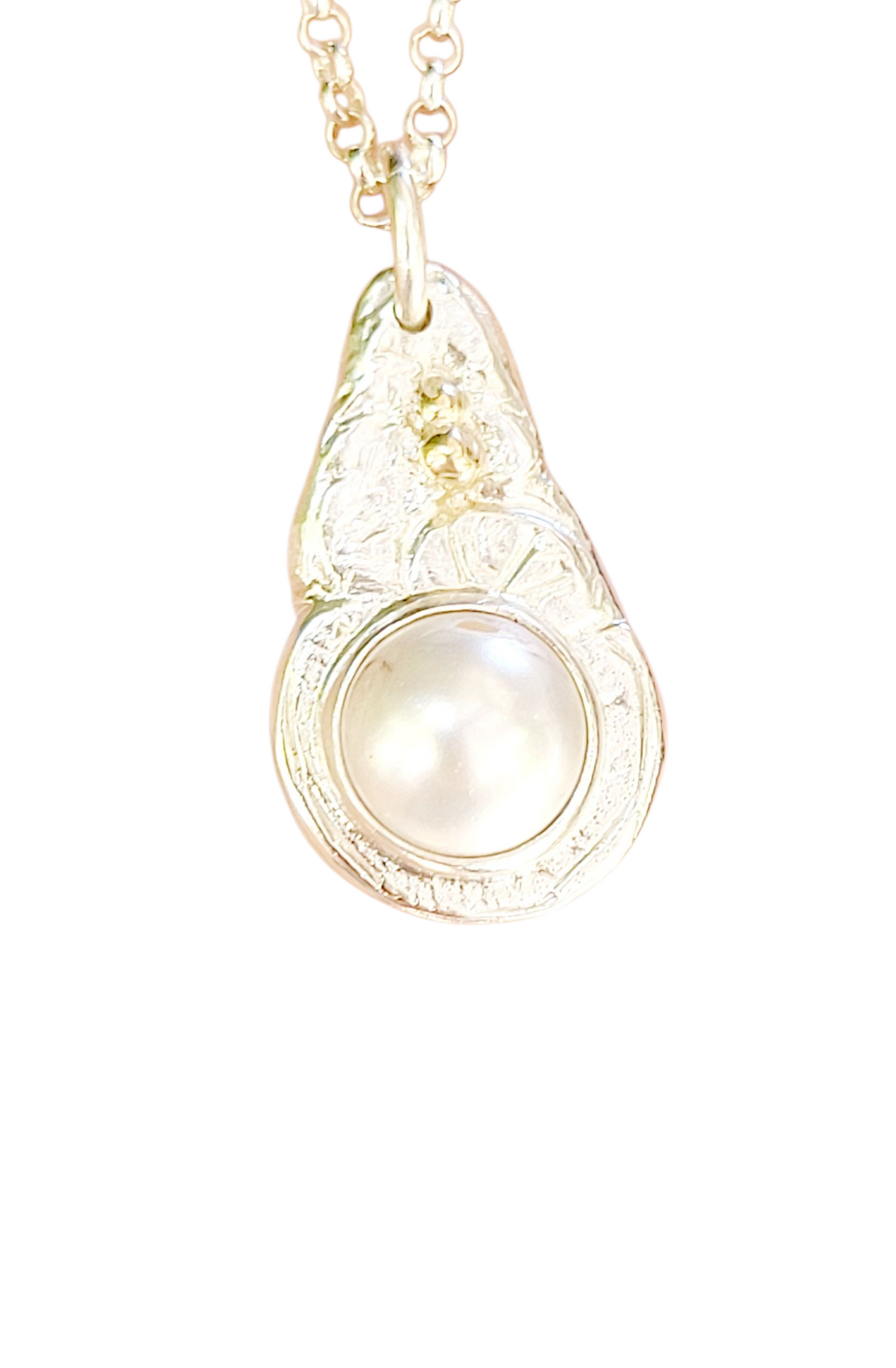 Handmade Pendant in Sterling Silver with 14k Gold detail and Pearl
