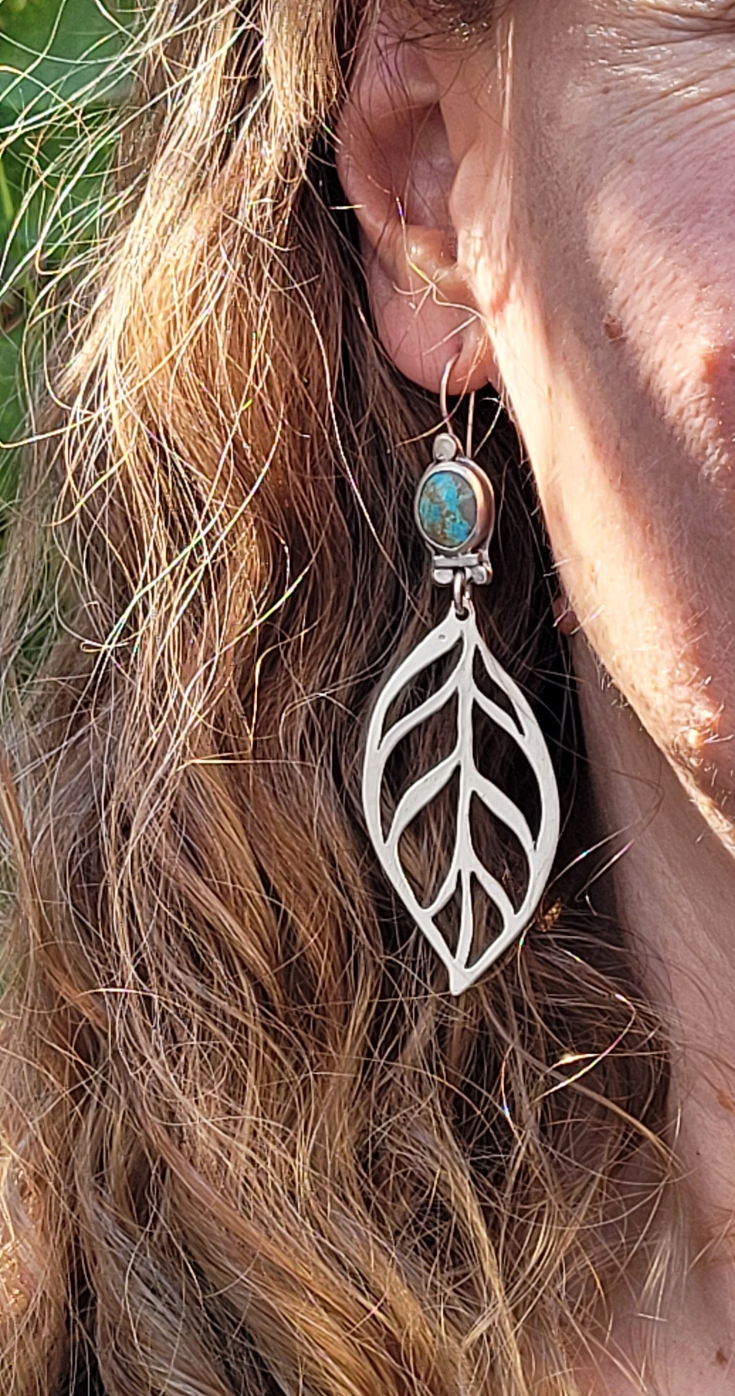 Sterling silver and turquoise hoops