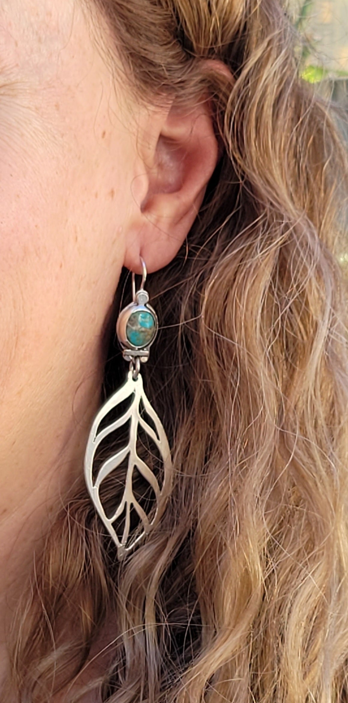 Sterling silver and turquoise hoops