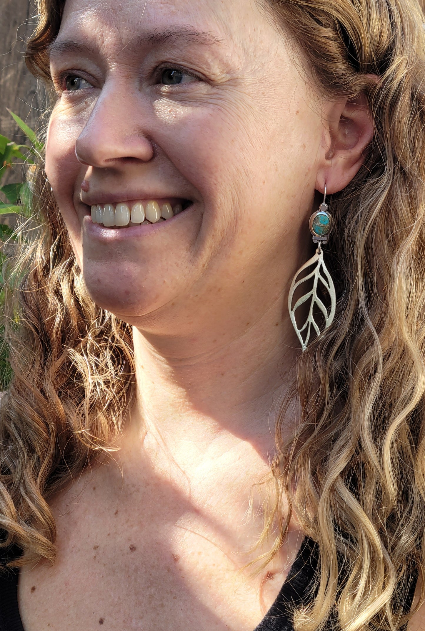 Sterling silver and turquoise hoops