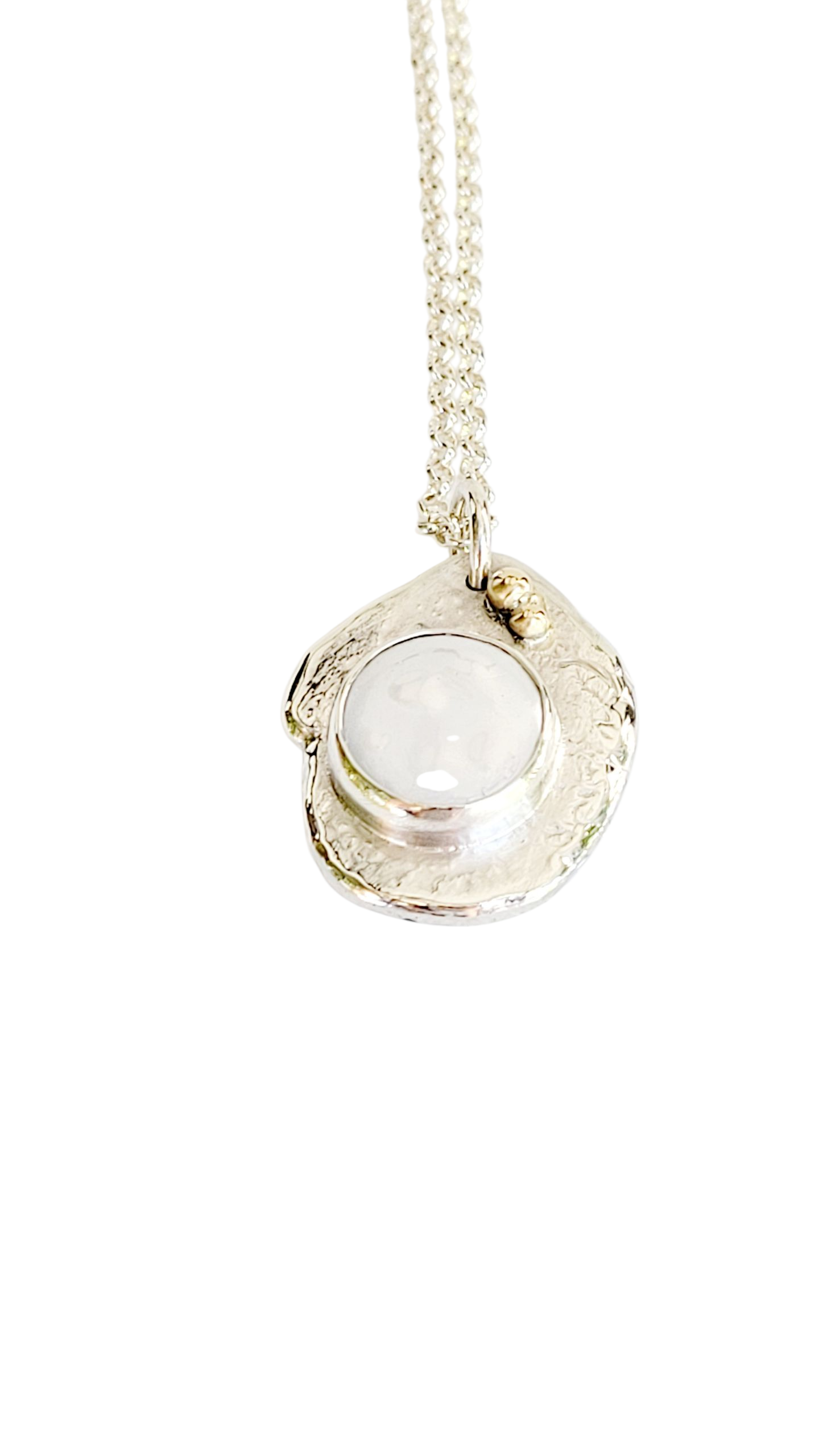 Handmade Pendant in Sterling Silver with 14k Gold detail and Pearl
