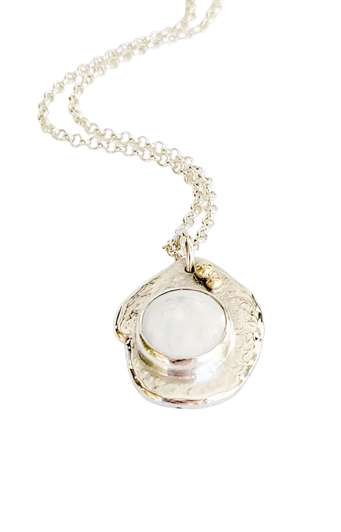 Handmade Pendant in Sterling Silver with 14k Gold detail and Pearl