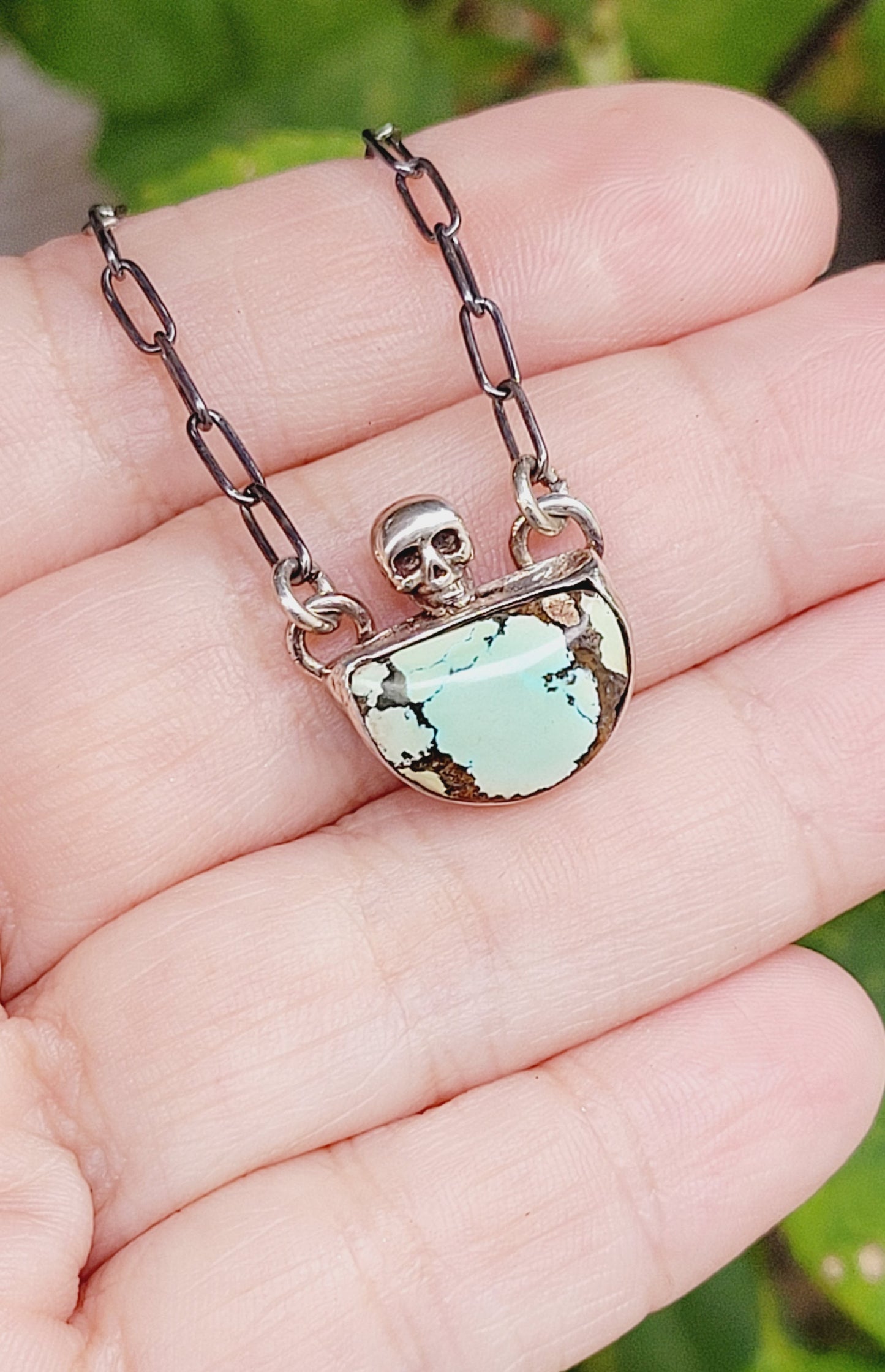 Handcrafted Sterling Silver pendant features a high-quality Turquoise stone