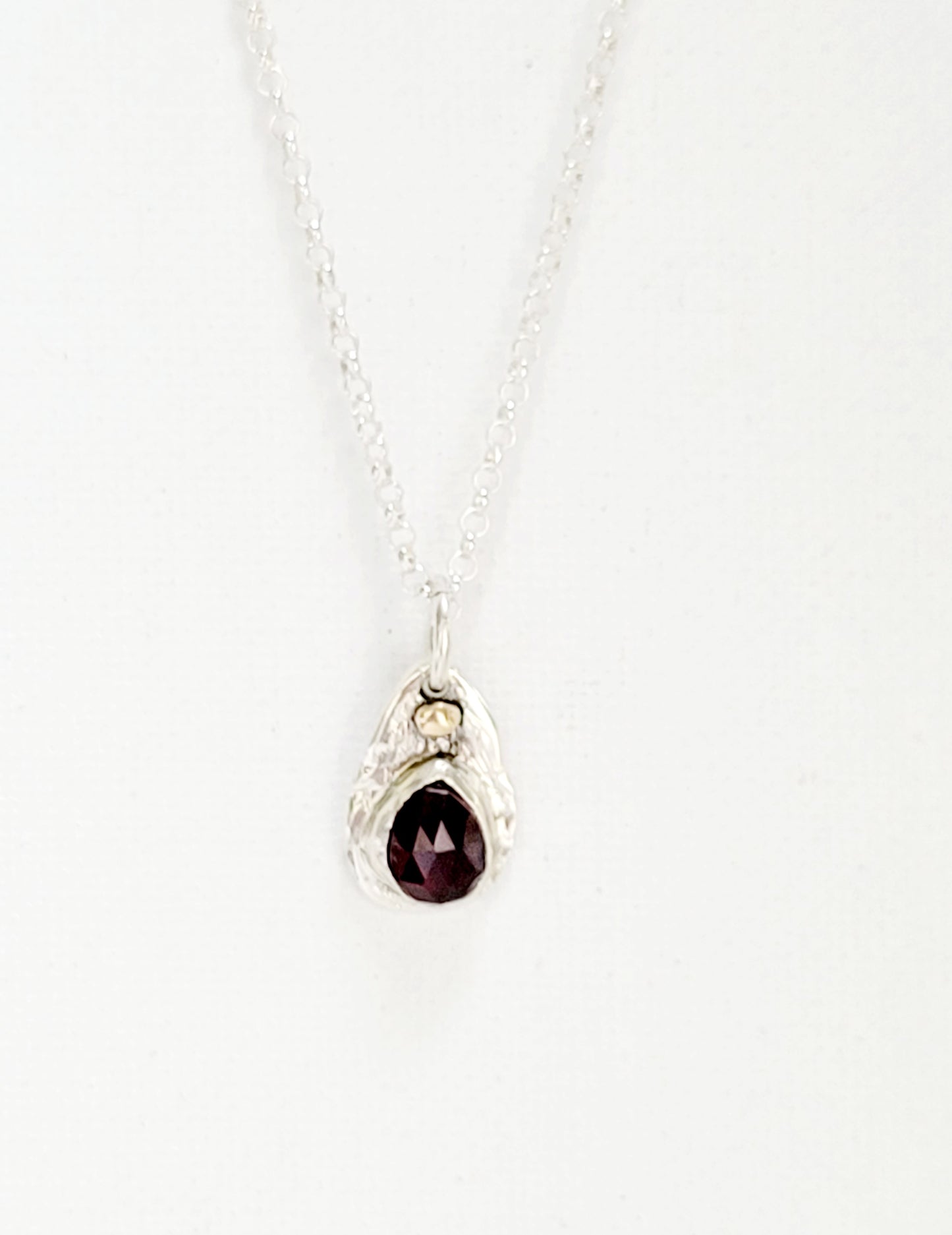 Sterling Silver pendant with Garnet and 14K Gold