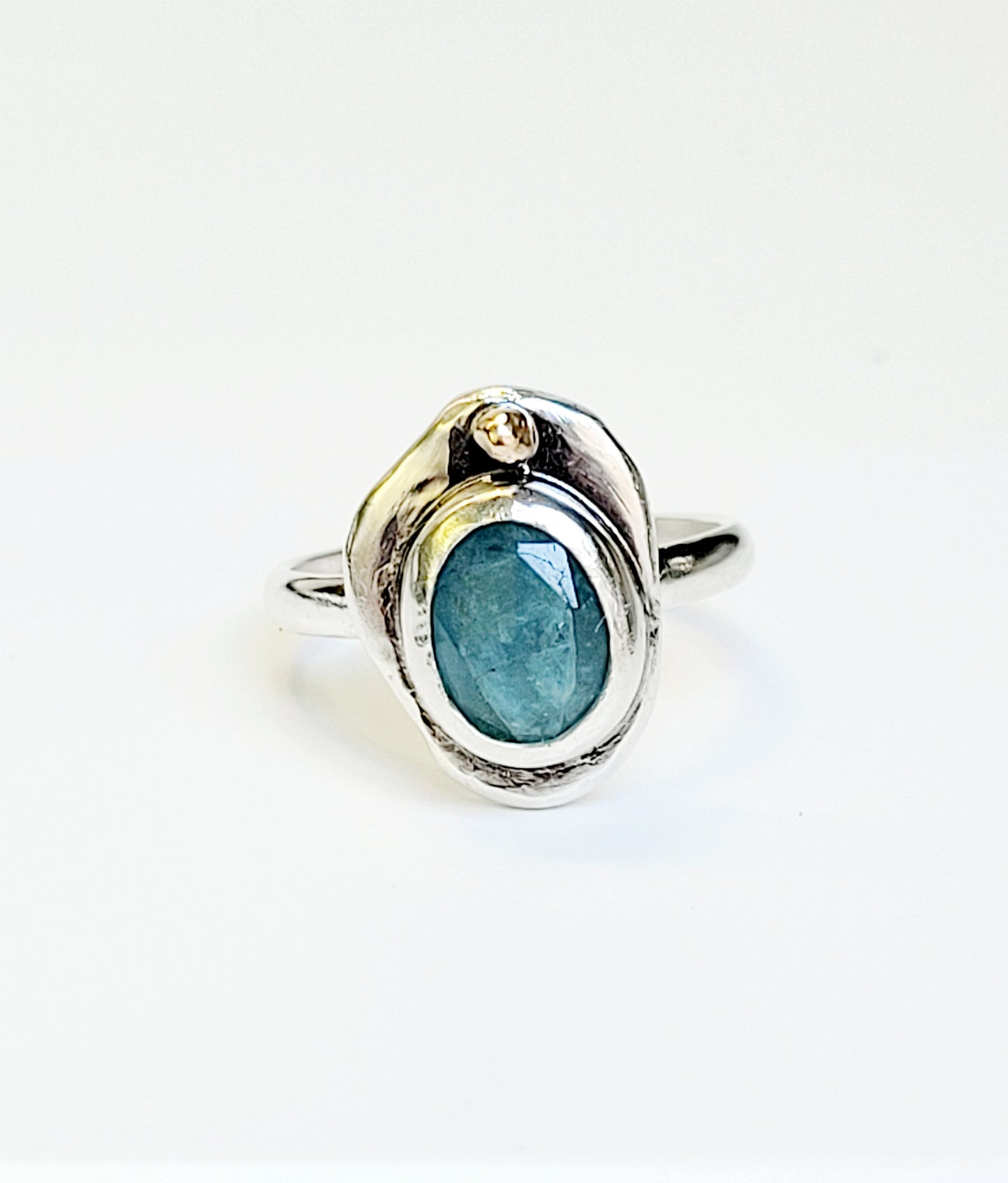 Ring from the "Nugget Collection" in Sterling Silver and Aquamarine
