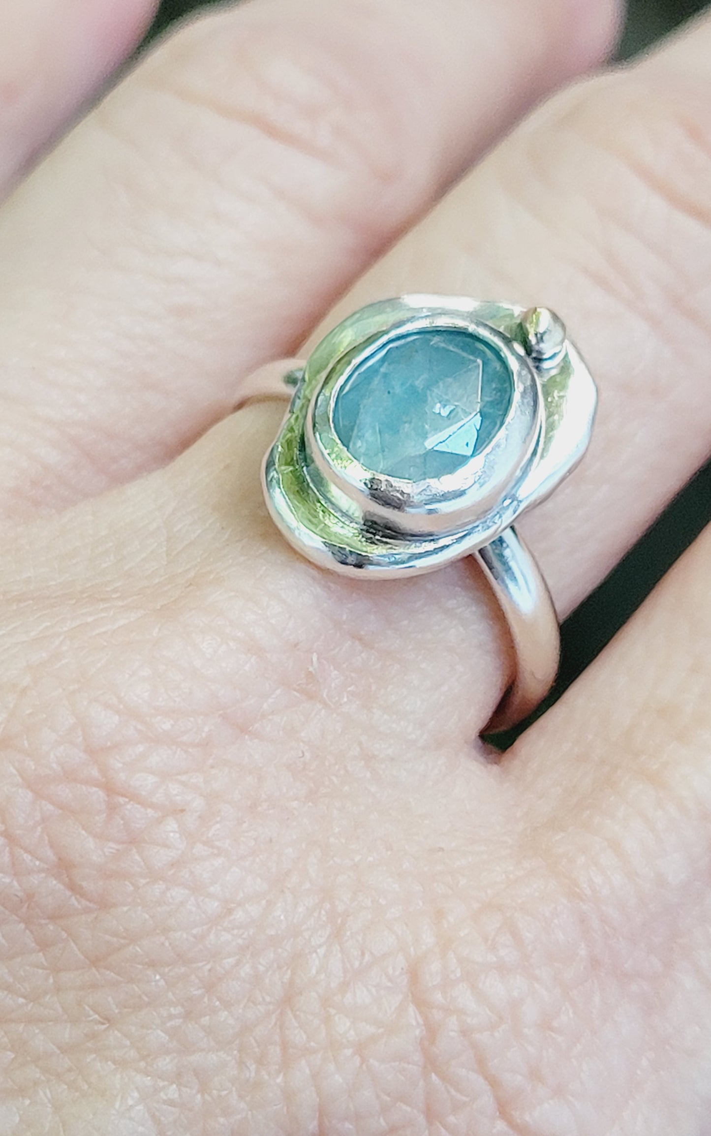Ring from the "Nugget Collection" in Sterling Silver and Aquamarine