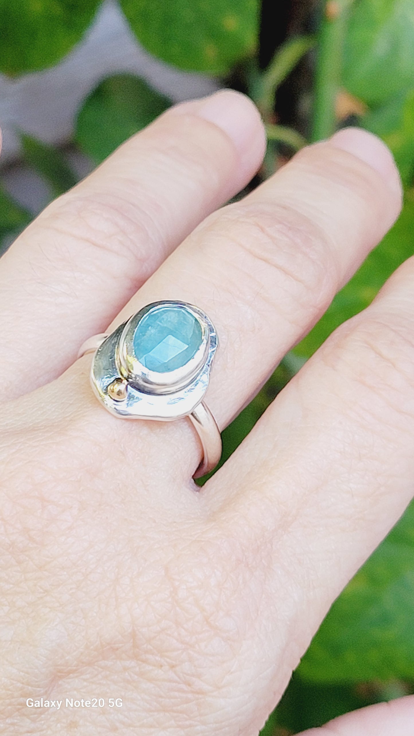 Ring from the "Nugget Collection" in Sterling Silver and Aquamarine