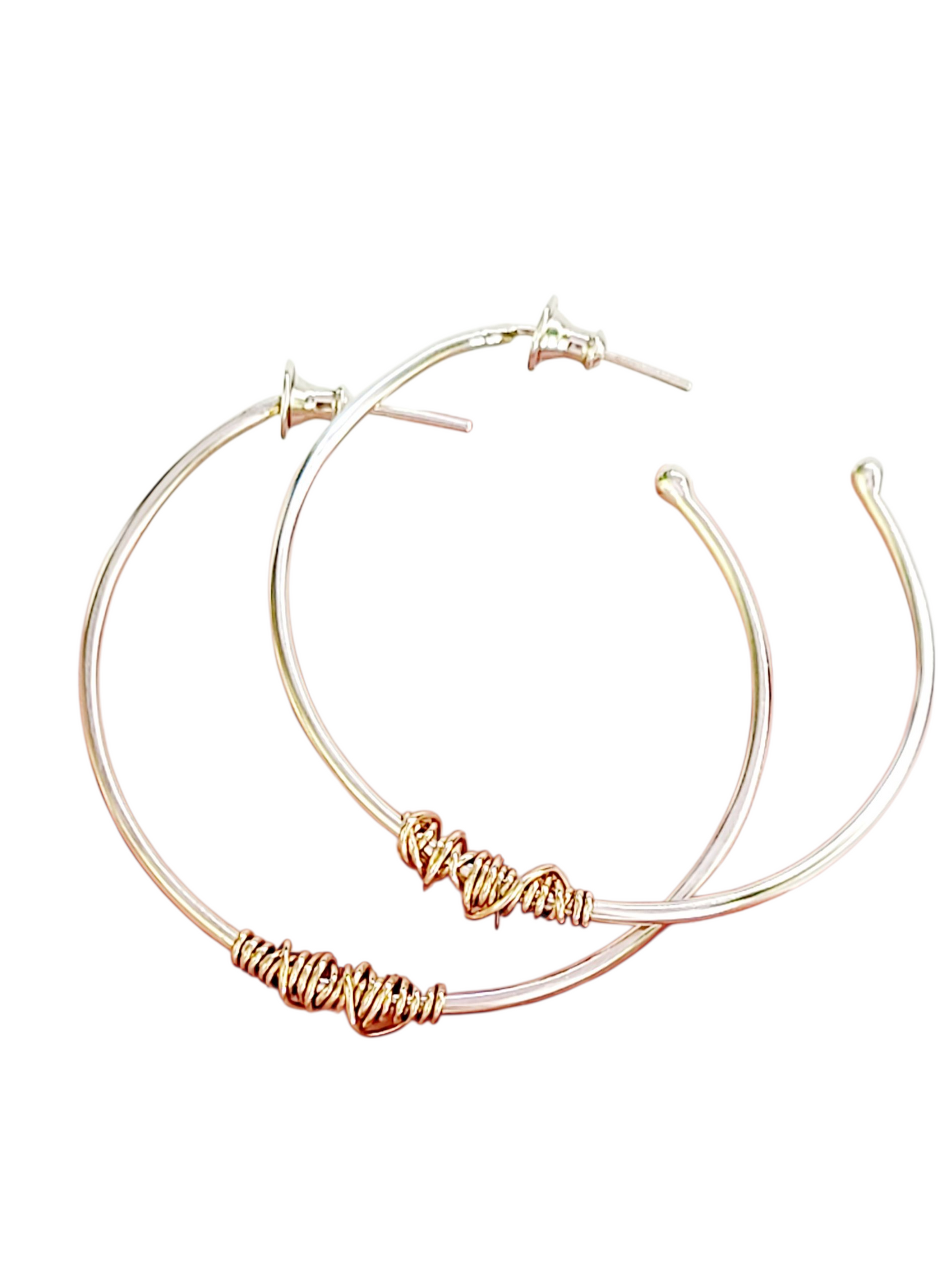 Sterling Silver and 14K Gold Hoop Earrings