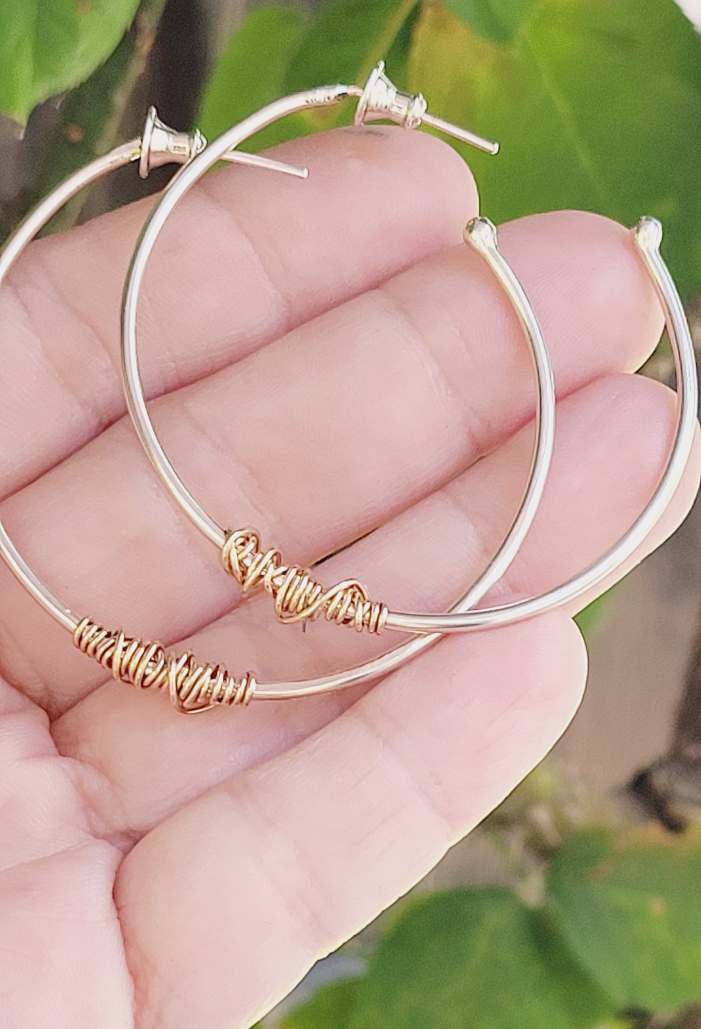 Sterling Silver and 14K Gold Hoop Earrings