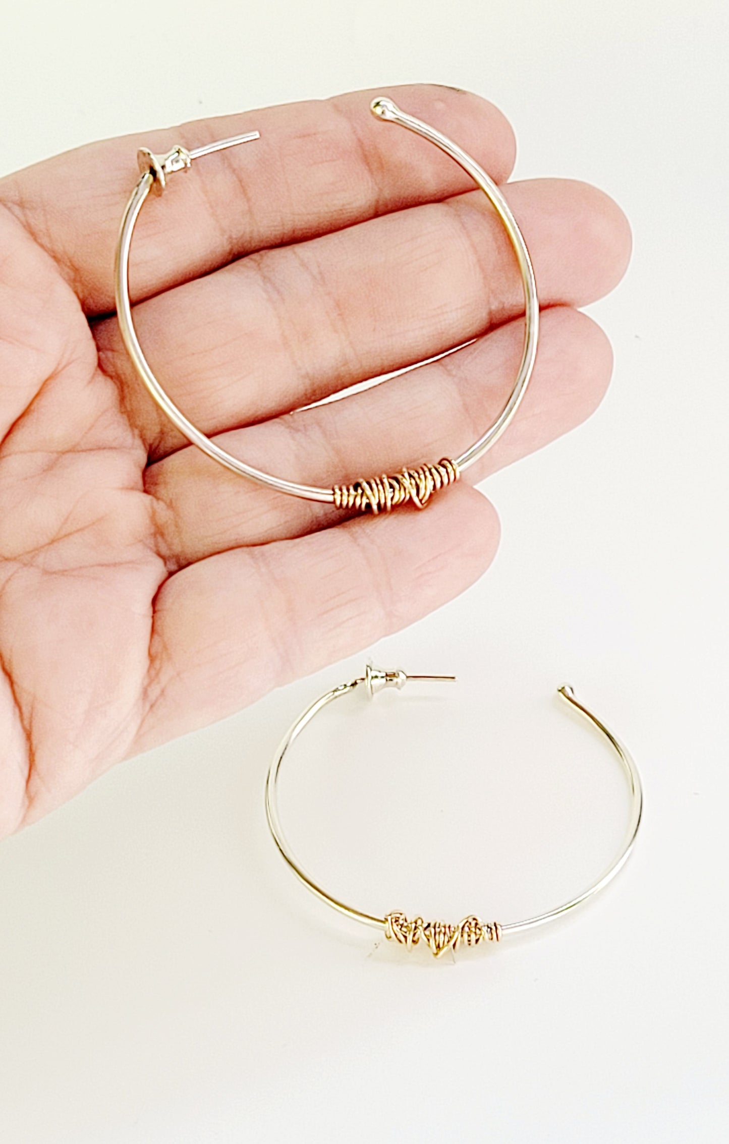 Sterling Silver and 14K Gold Hoop Earrings