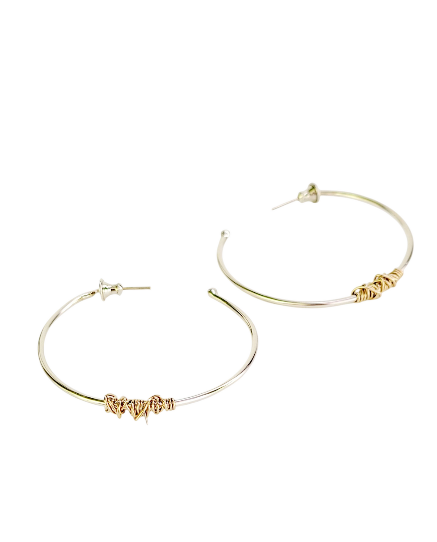 Sterling Silver and 14K Gold Hoop Earrings