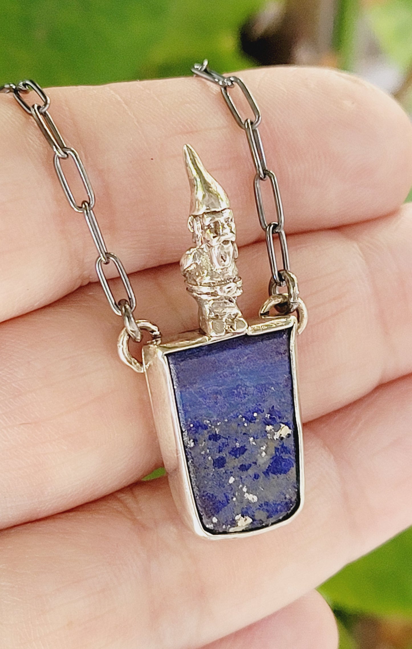 Gnome and Lapis Lazuli Pendant