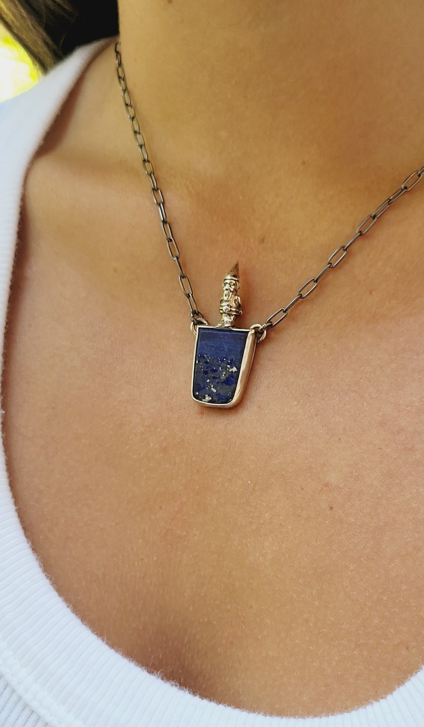 Gnome and Lapis Lazuli Pendant