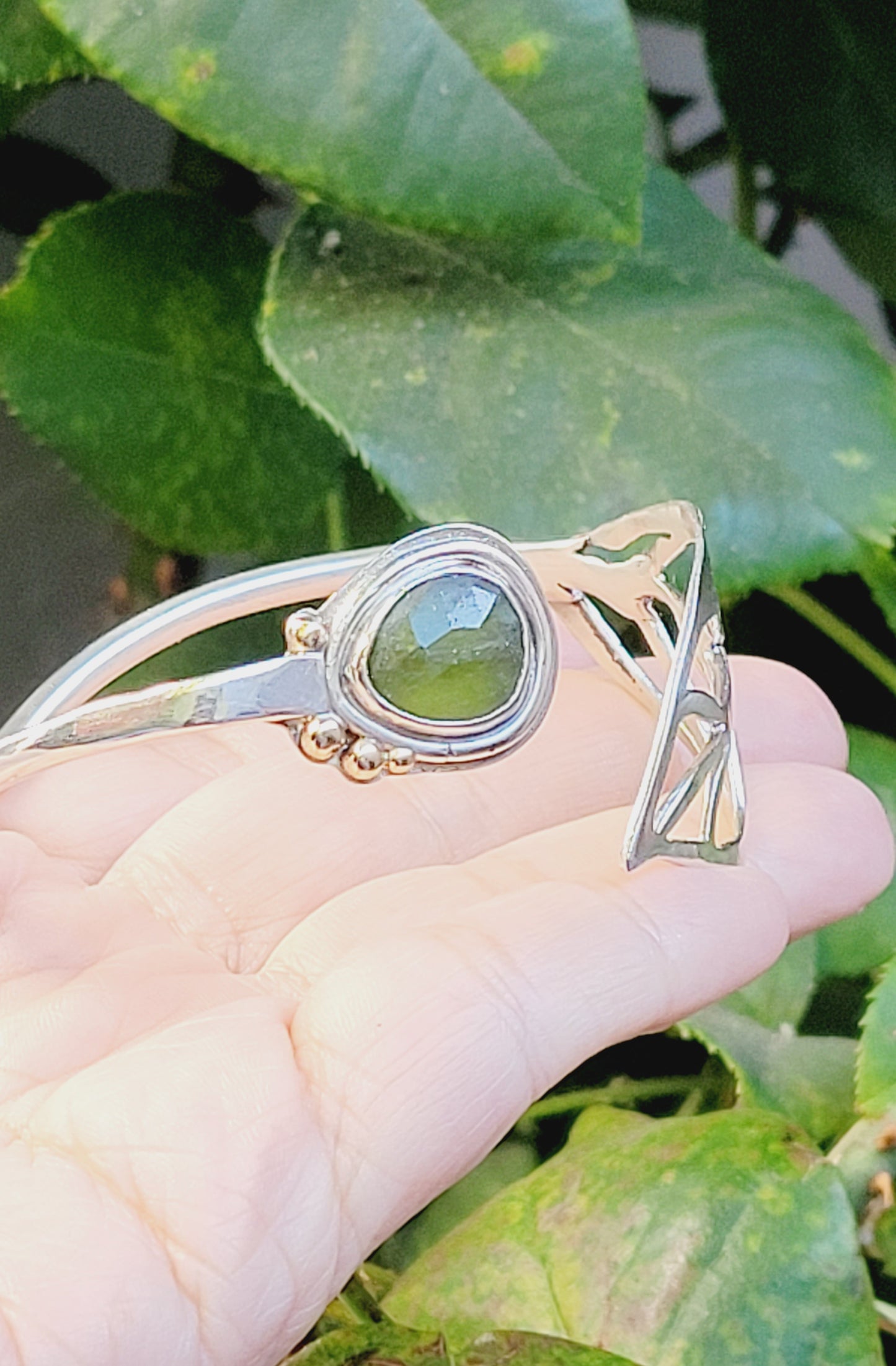 Leaf and Green Peridot Bracelet