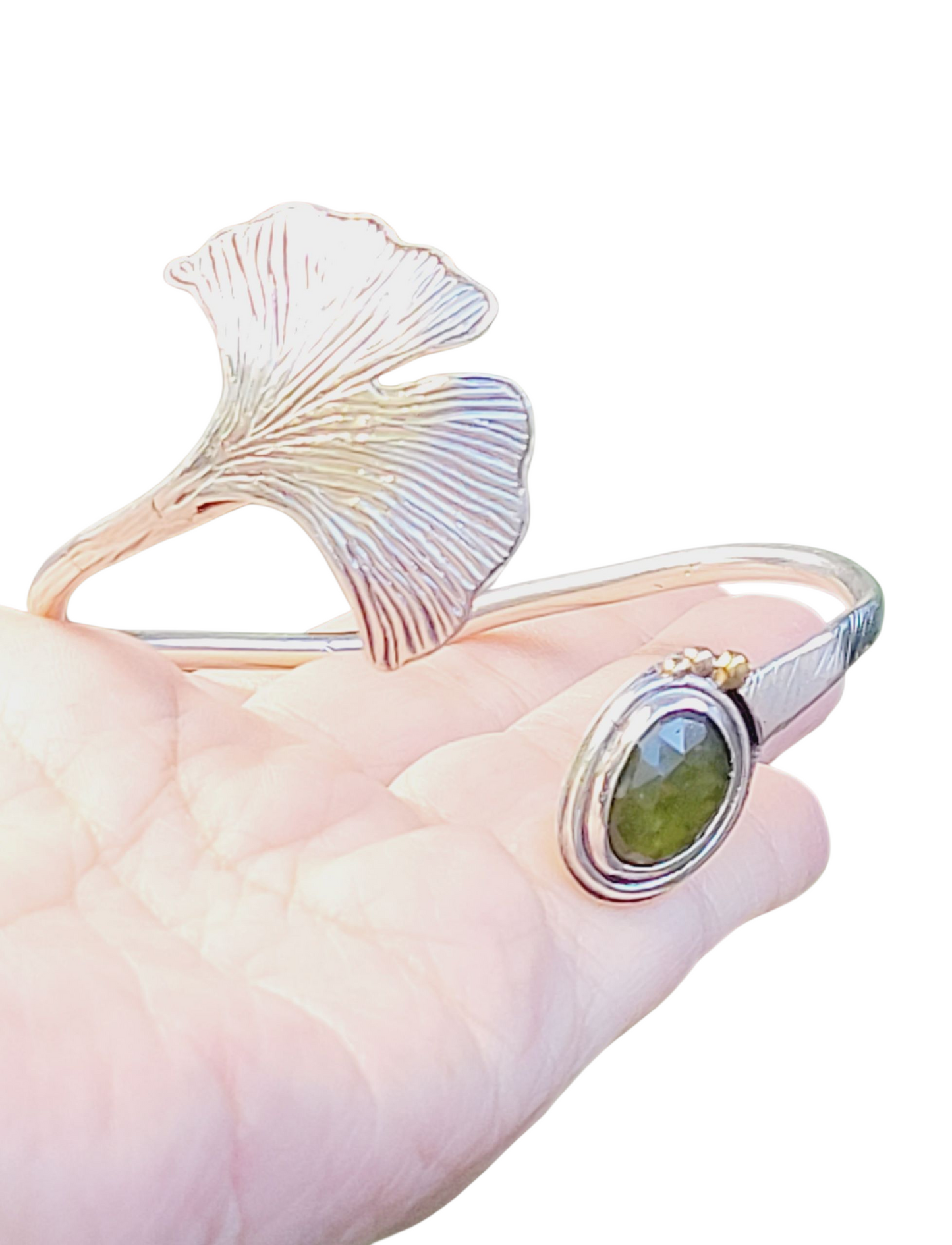Ginkgo and Green Peridot Bracelet