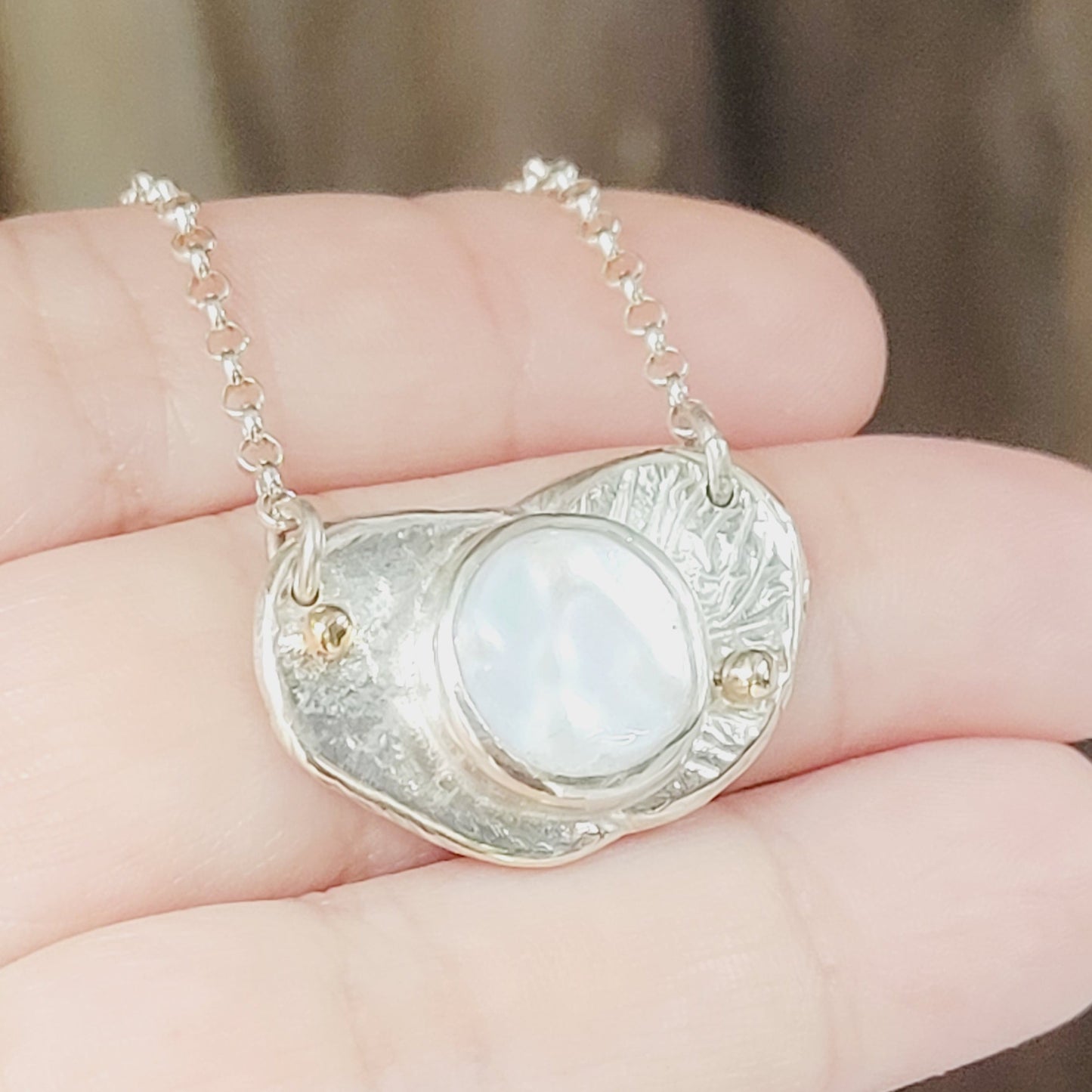 Pearl, Silver, and 14K Gold Choker from the "Nugget" collection