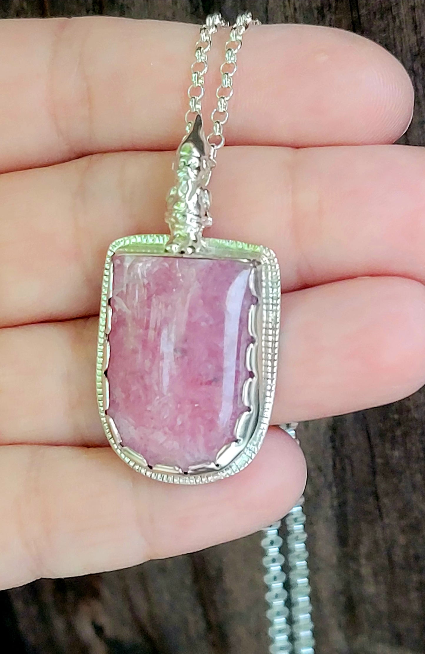 Handmade Pendant in Sterling Silver with Incarose