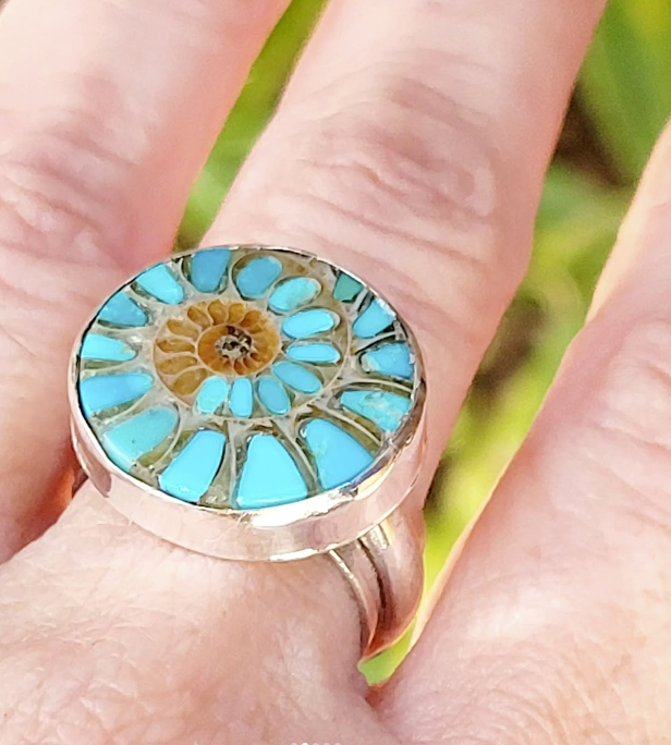 Turquoise Ammonite Ring