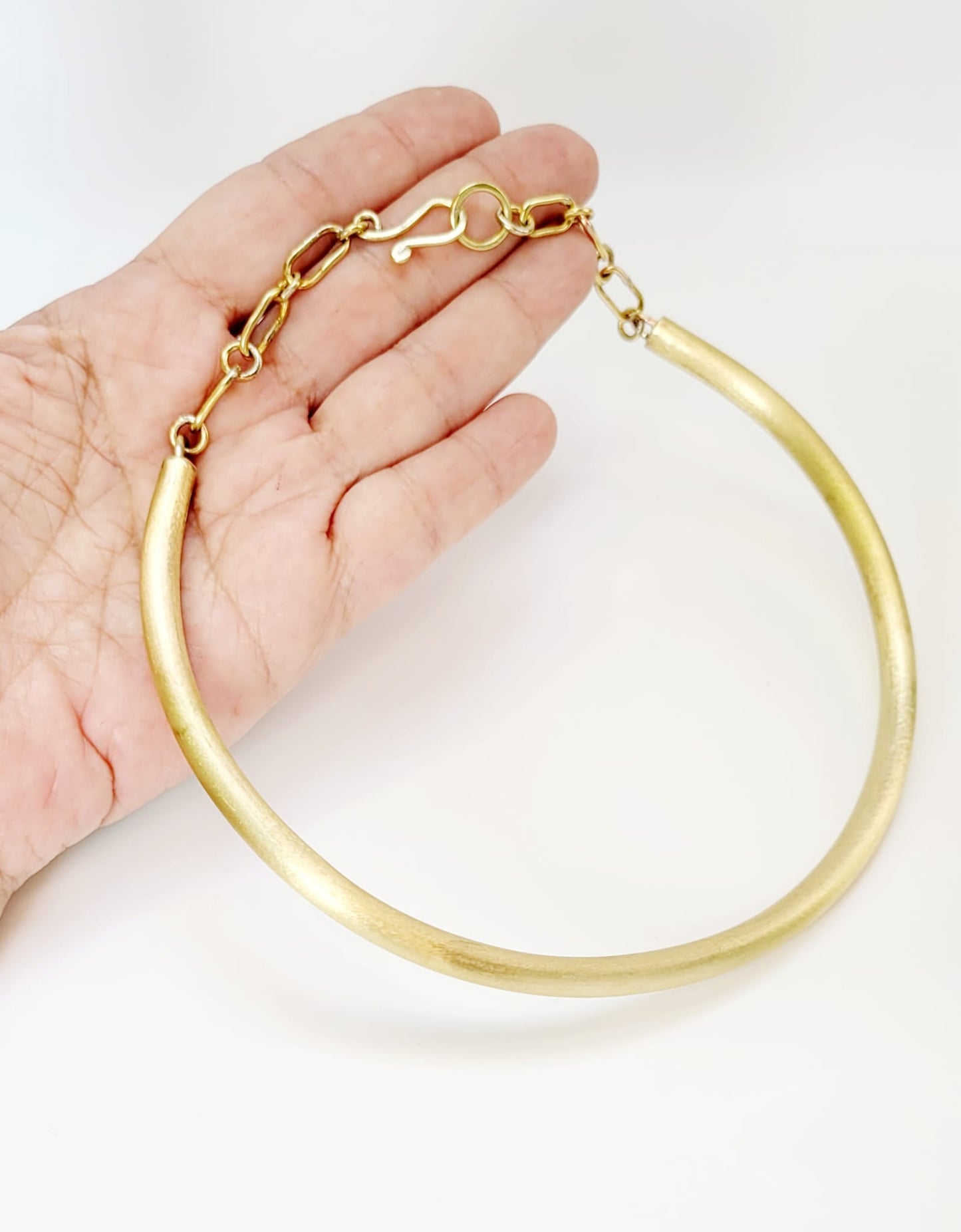 Brass Choker with Statement Chain