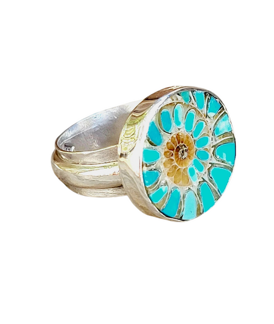 Turquoise Ammonite Ring