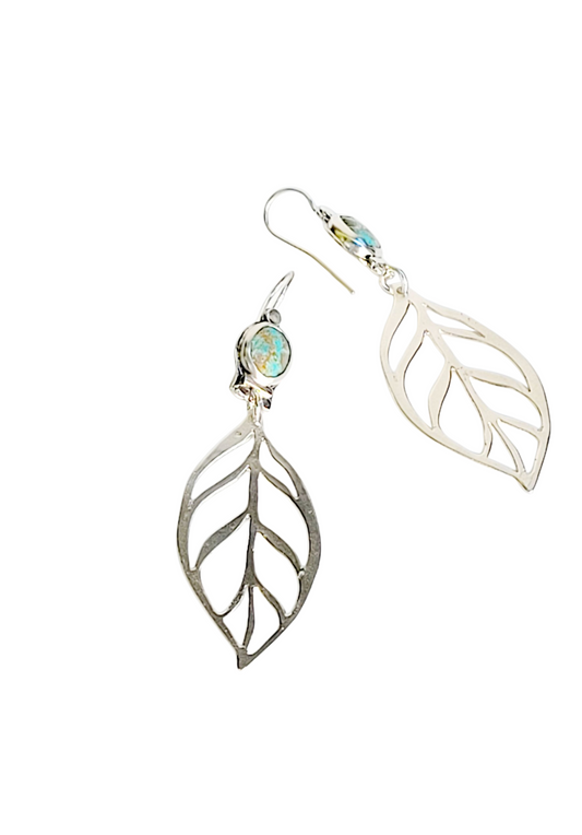 Sterling silver and turquoise hoops