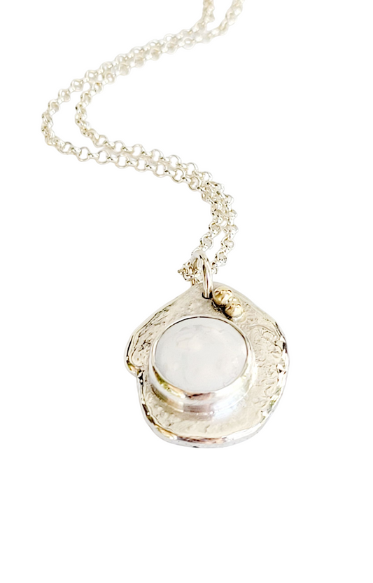 Handmade Pendant in Sterling Silver with 14k Gold detail and Pearl