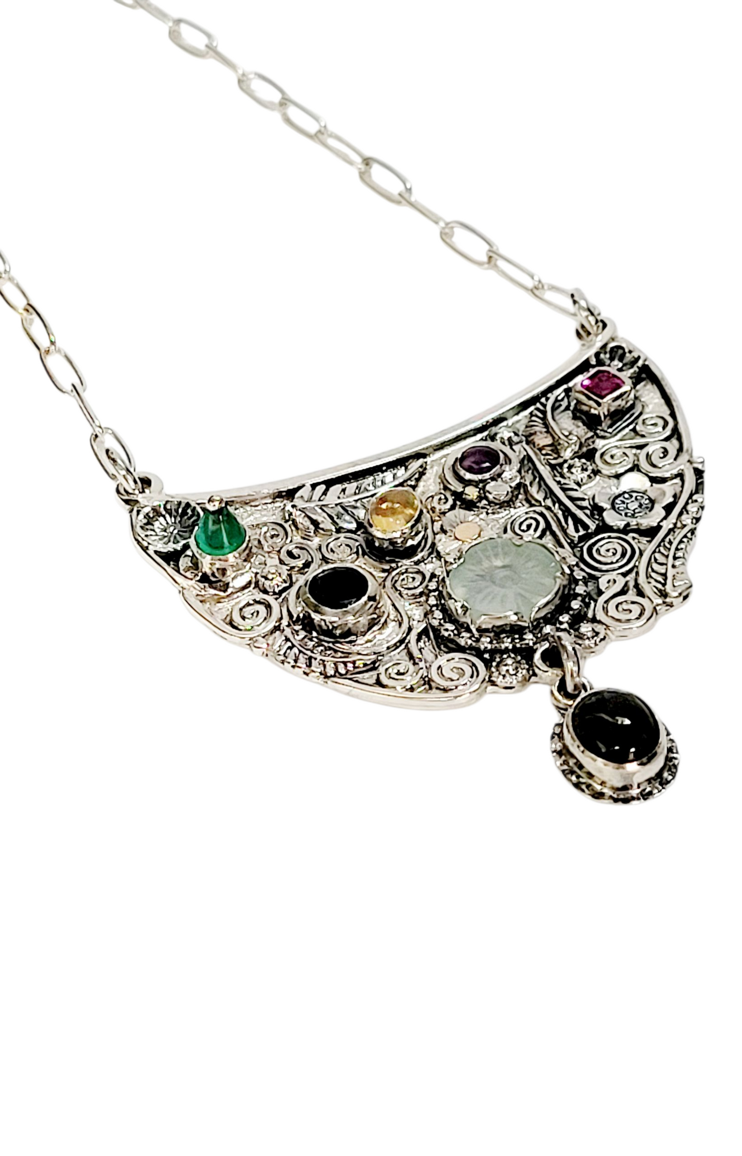 Handmade Choker in Sterling Silver and Precious Stones