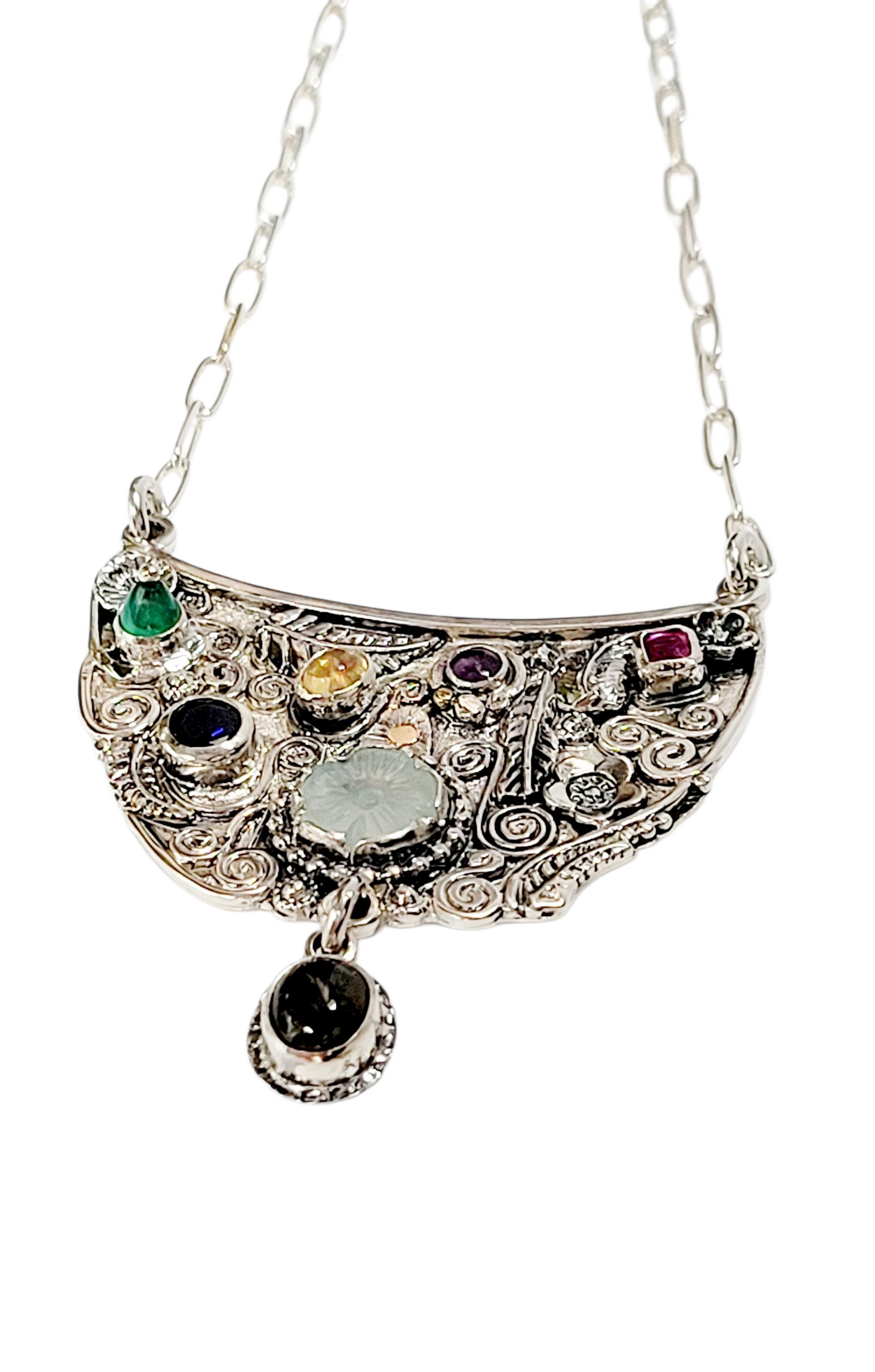 Handmade Choker in Sterling Silver and Precious Stones