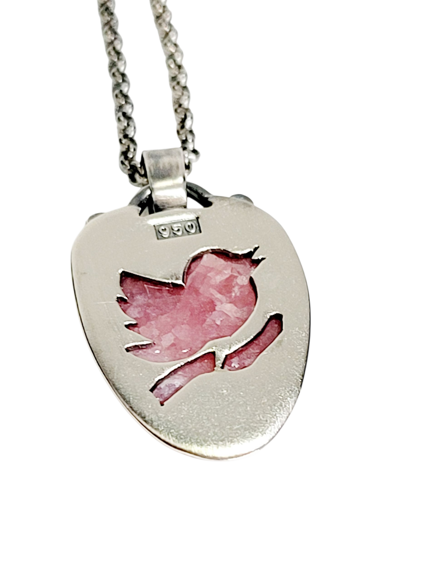 Handmade Pendant in Sterling Silver and Incarose with work on the back