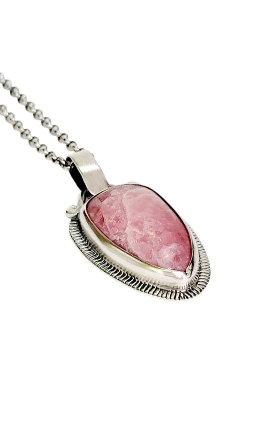 Handmade Pendant in Sterling Silver and Incarose with work on the back