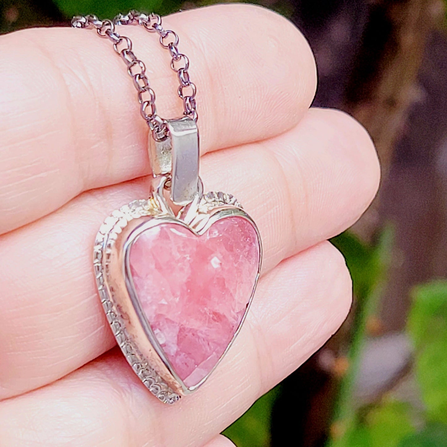Handmade Heart Pendant in Incarose and Sterling Silver