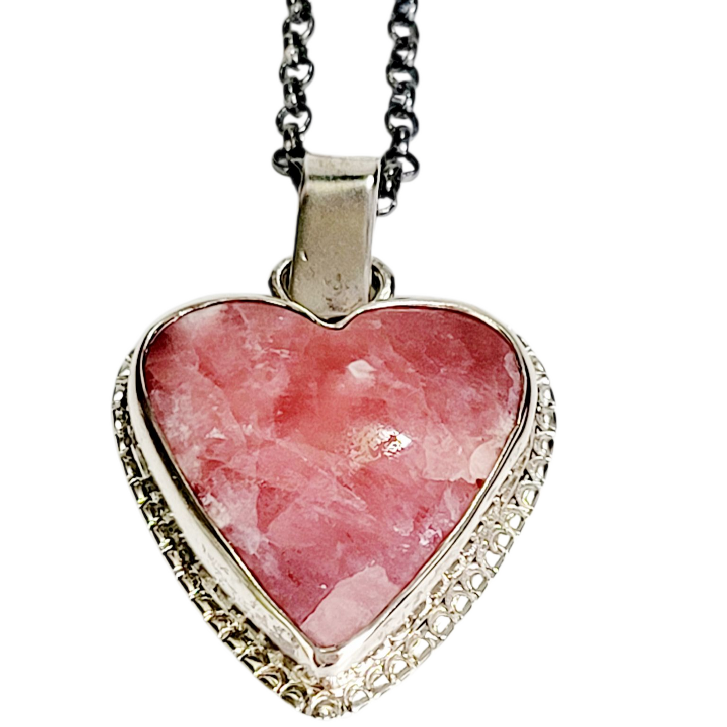 Handmade Heart Pendant in Incarose and Sterling Silver