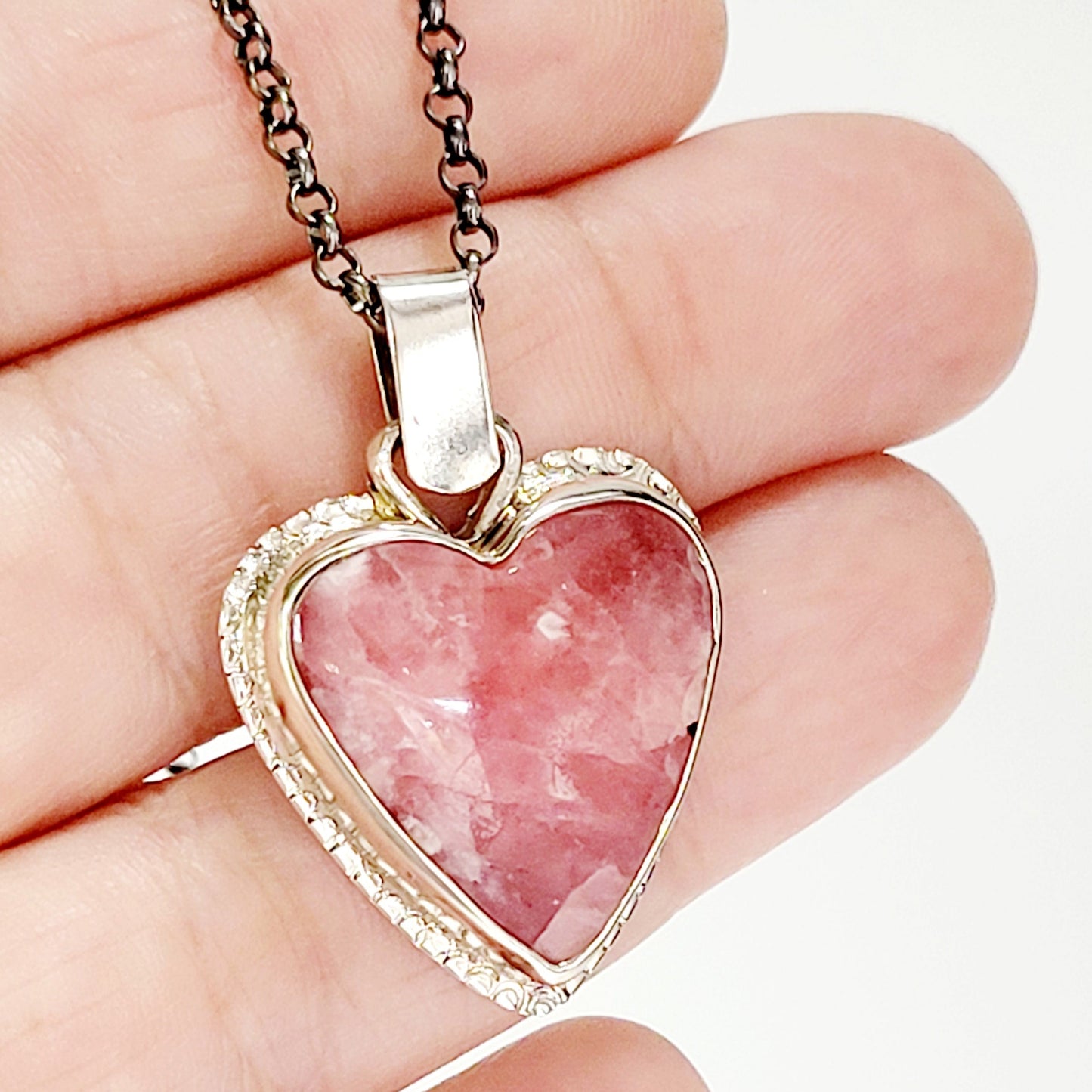 Handmade Heart Pendant in Incarose and Sterling Silver