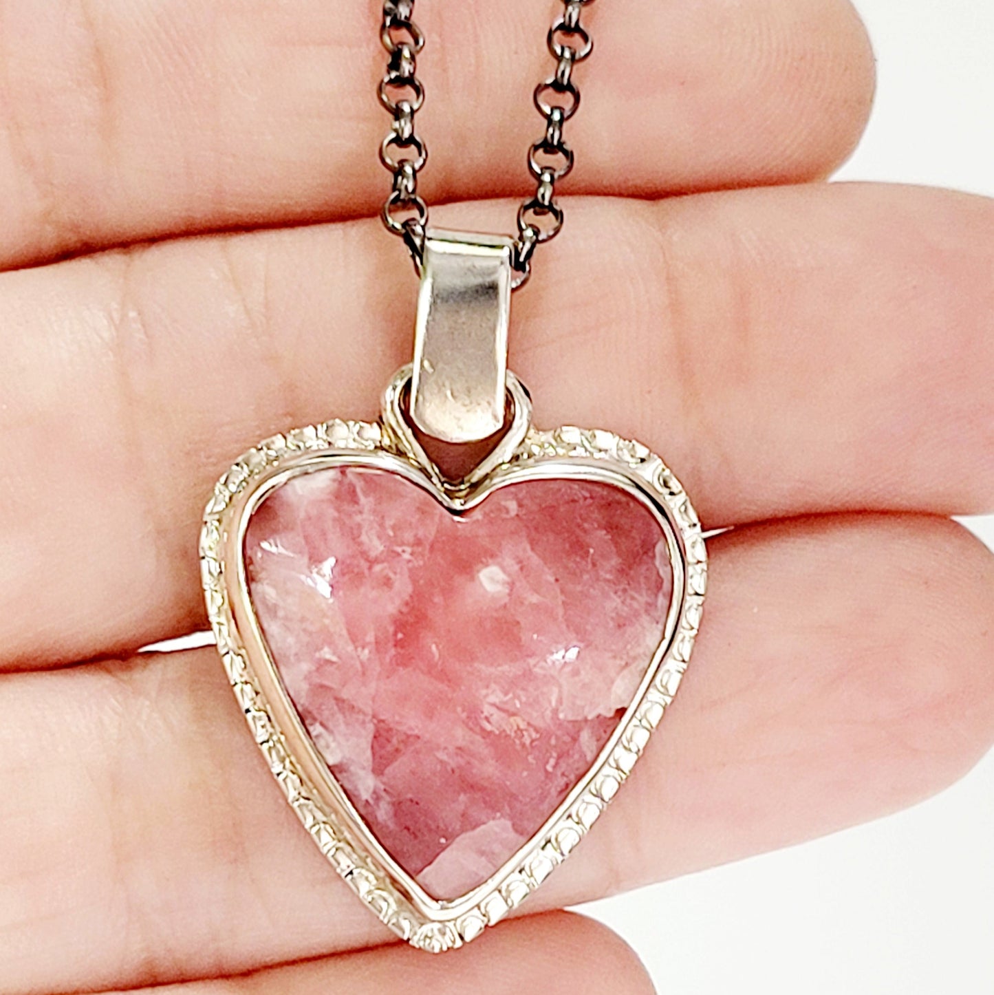 Handmade Heart Pendant in Incarose and Sterling Silver