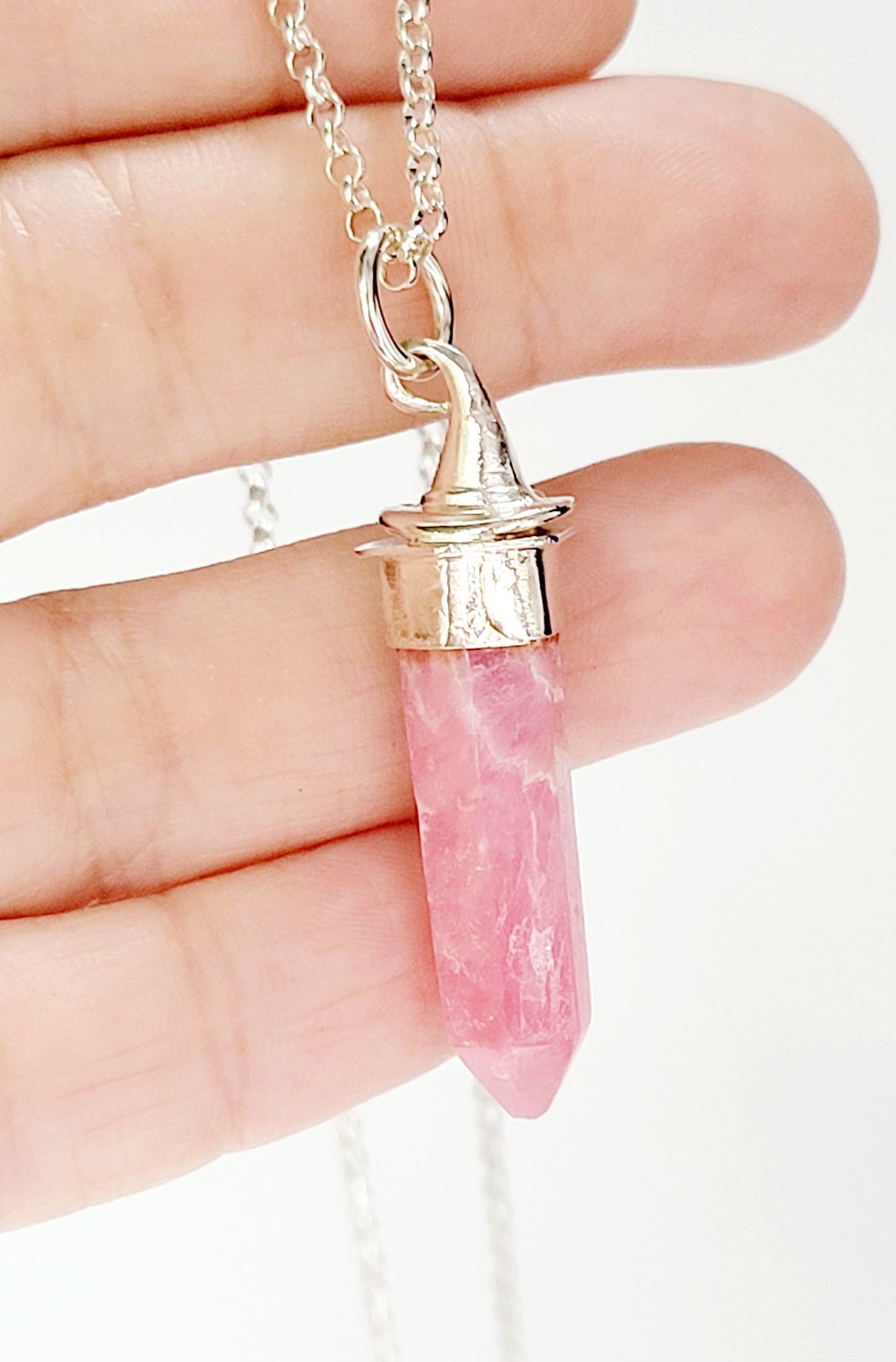 Gnome Hat Obelisk Pendant Handmade in Incarose and Sterling Silver