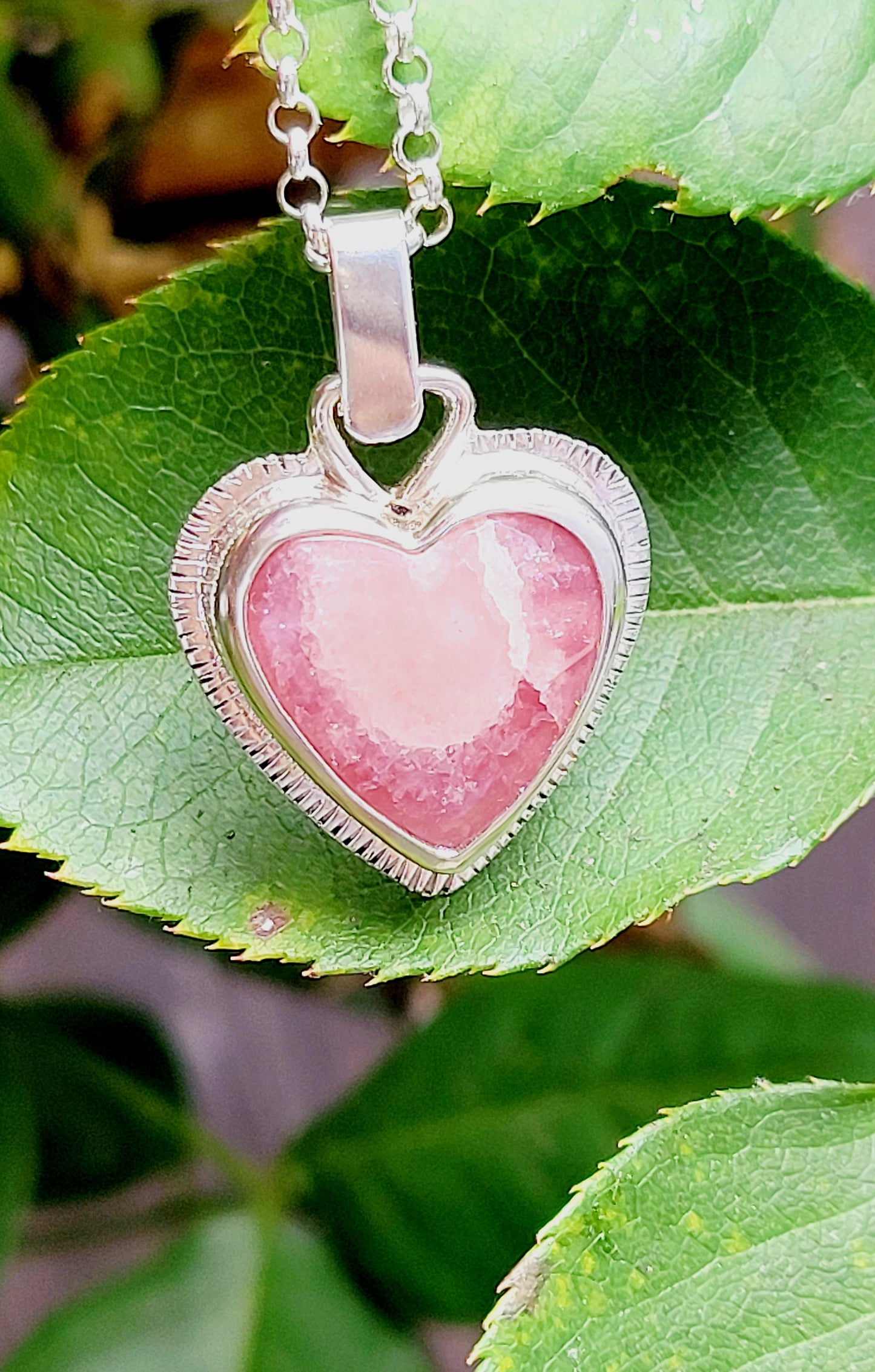 Handmade Heart Pendant in Incarose and Sterling Silver
