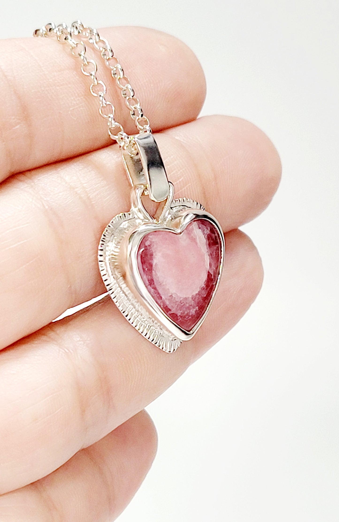 Handmade Heart Pendant in Incarose and Sterling Silver