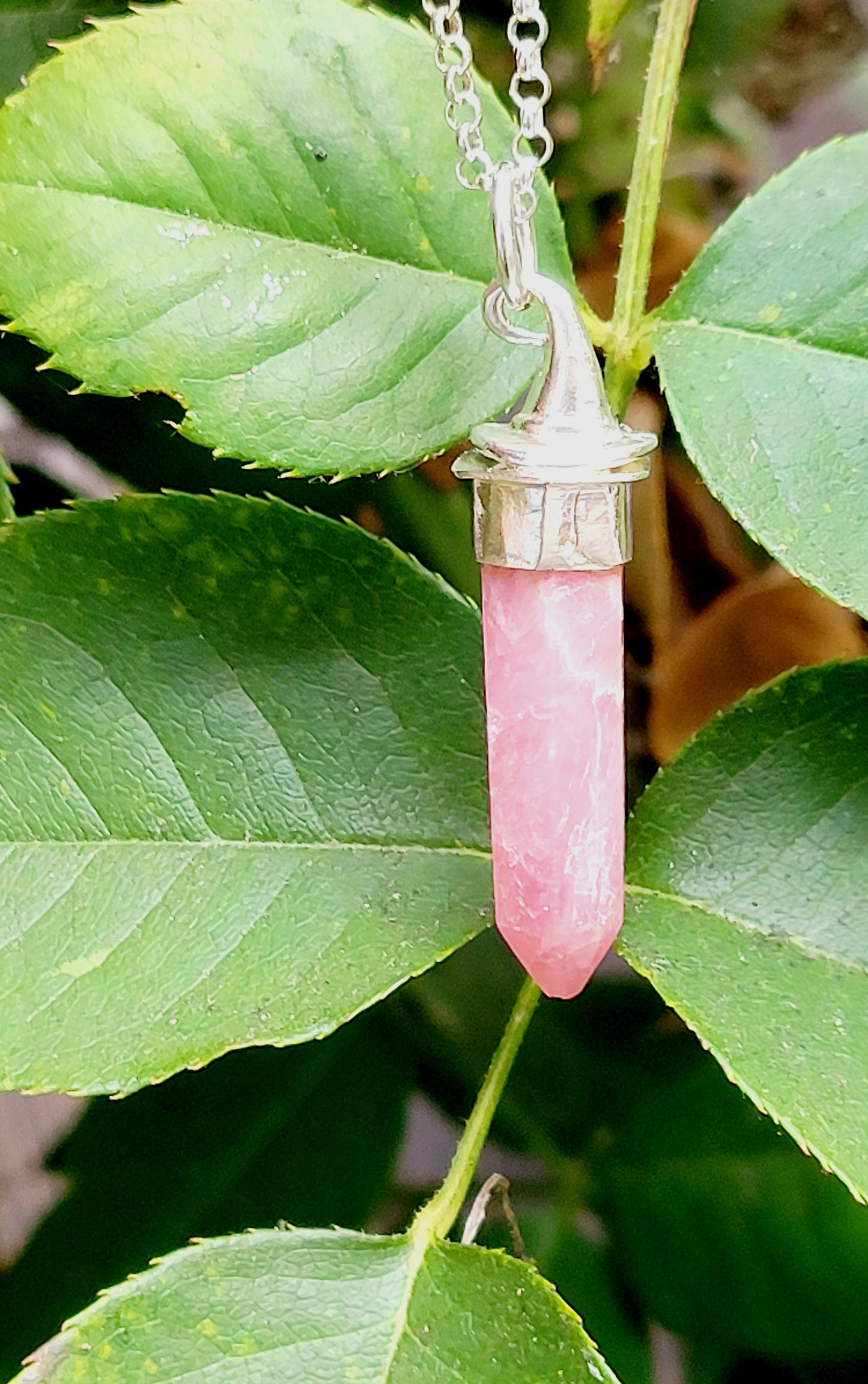 Gnome Hat Obelisk Pendant Handmade in Incarose and Sterling Silver