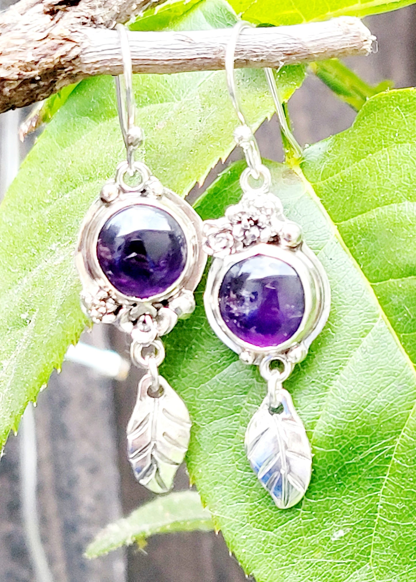 Sterling silver and amethyst earrings