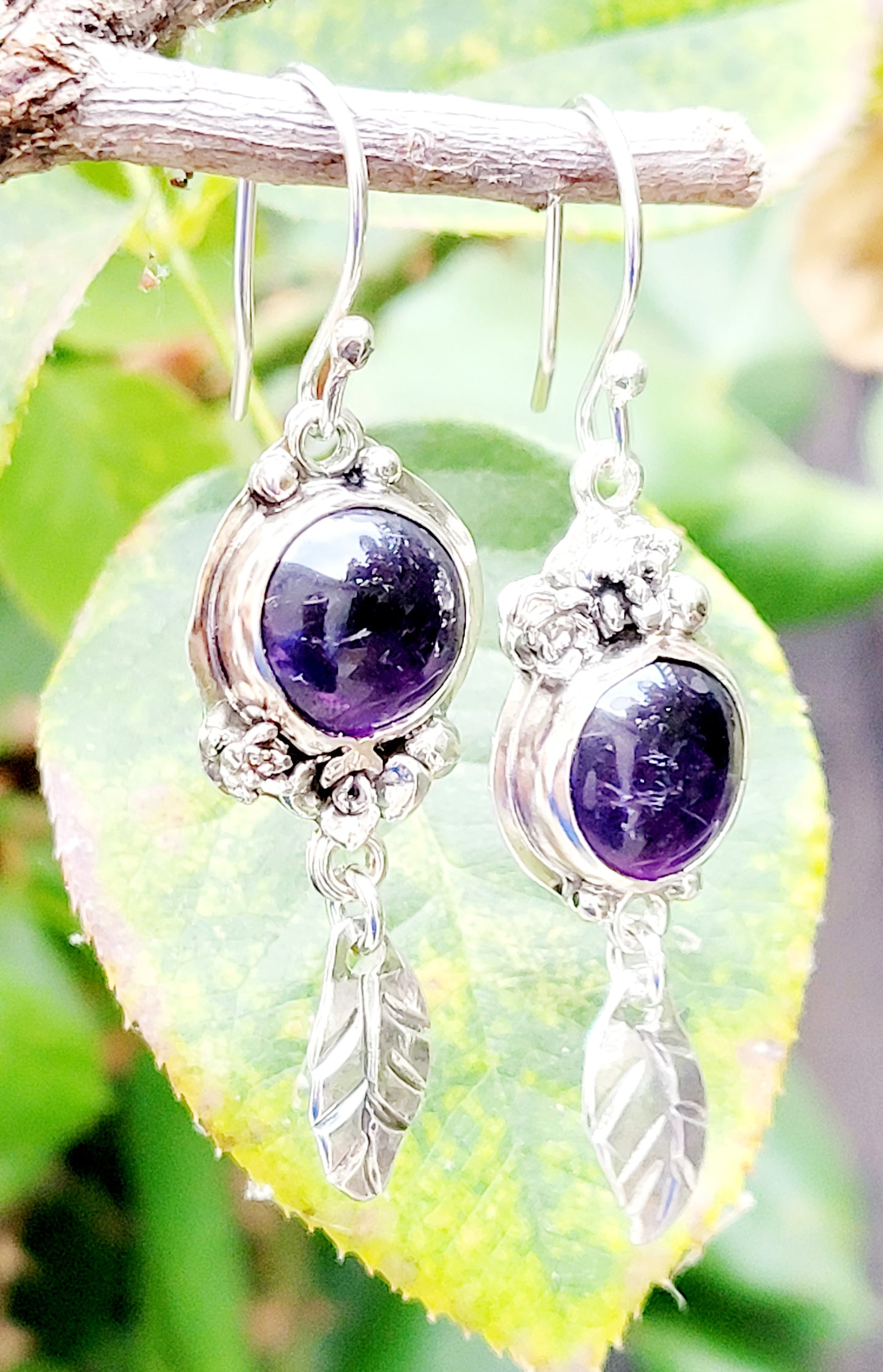 Sterling silver and amethyst earrings