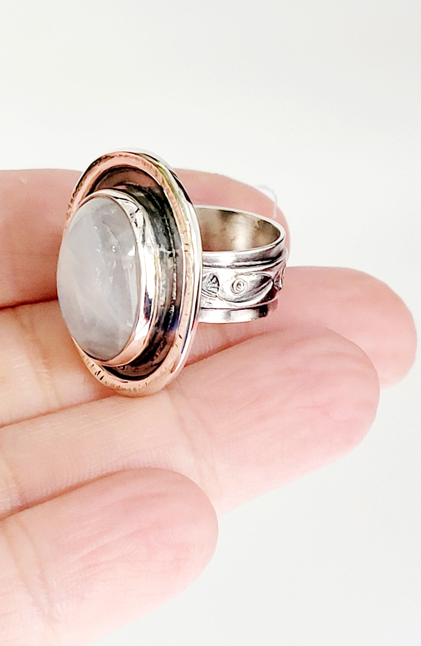Handmade Ring in Sterling Silver with Moonstone Stone